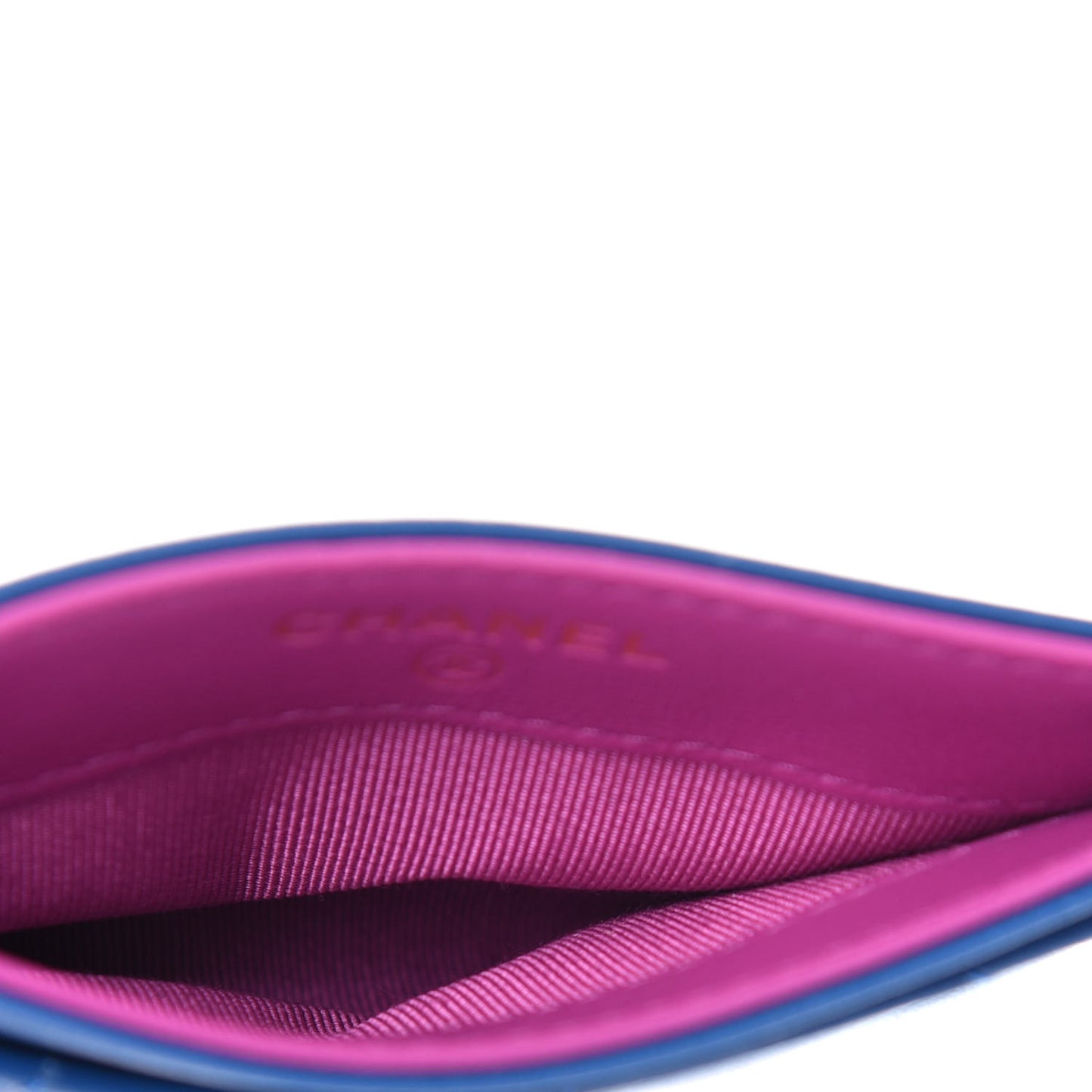 Lambskin Quilted Card Holder Blue Pink