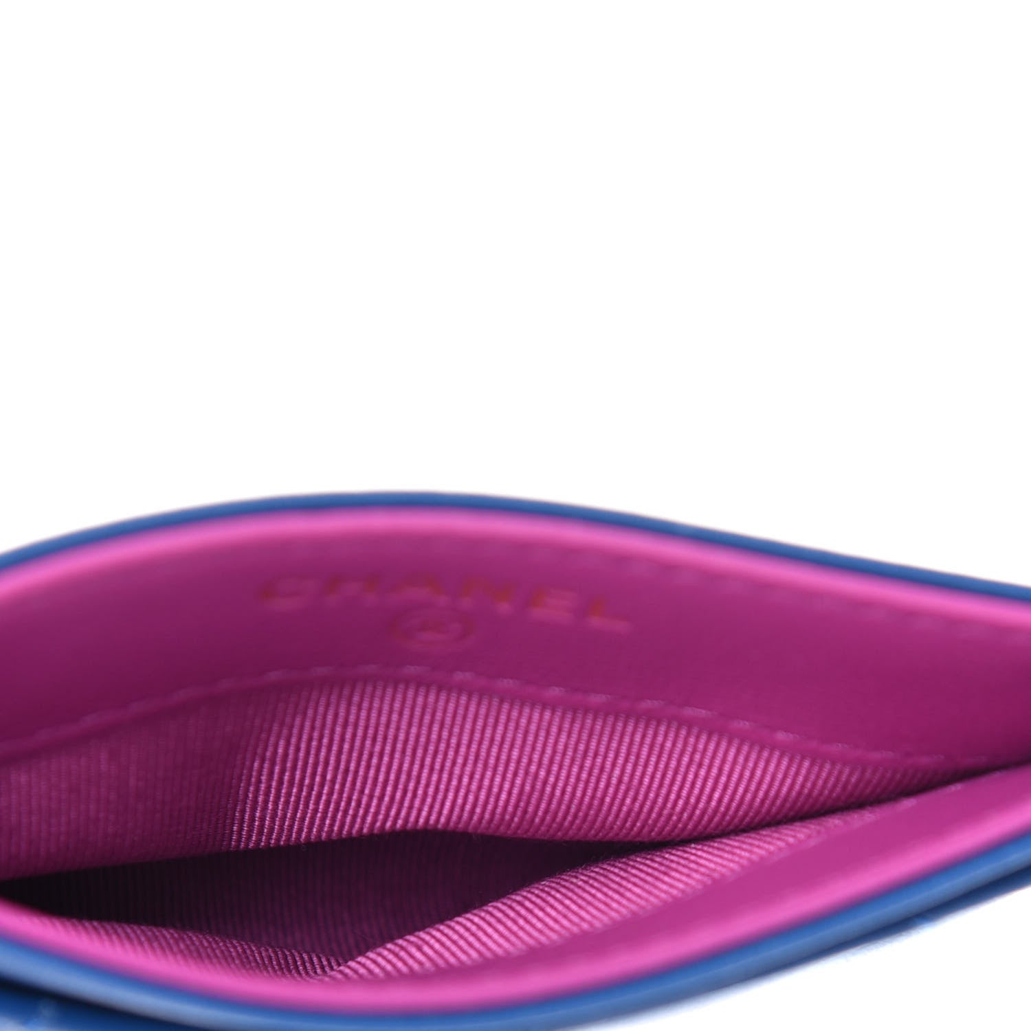 Chanel Lambskin Quilted Card Holder Blue Pink 5 of 9