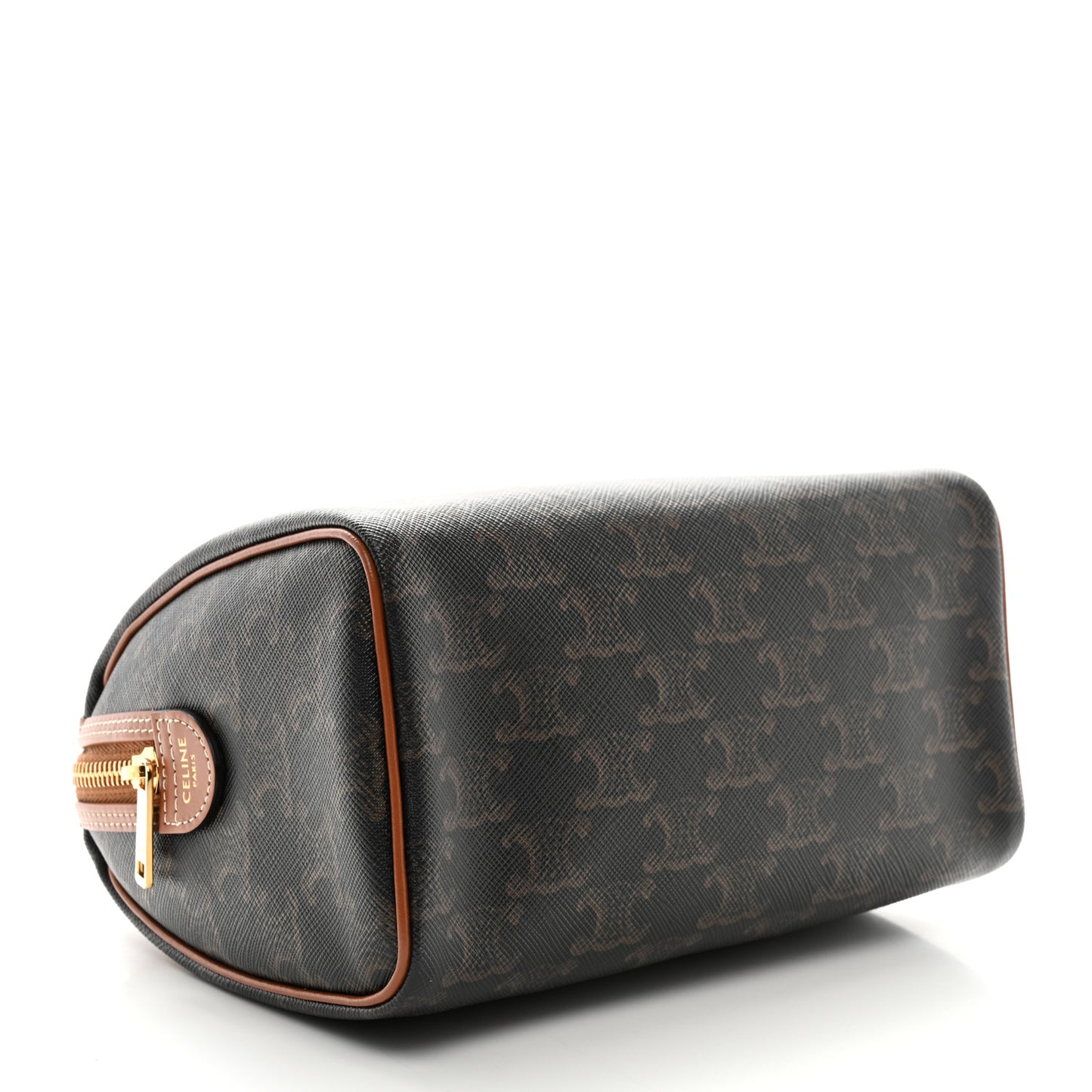 Triomphe Canvas Calfskin Small Boston Bag Tan