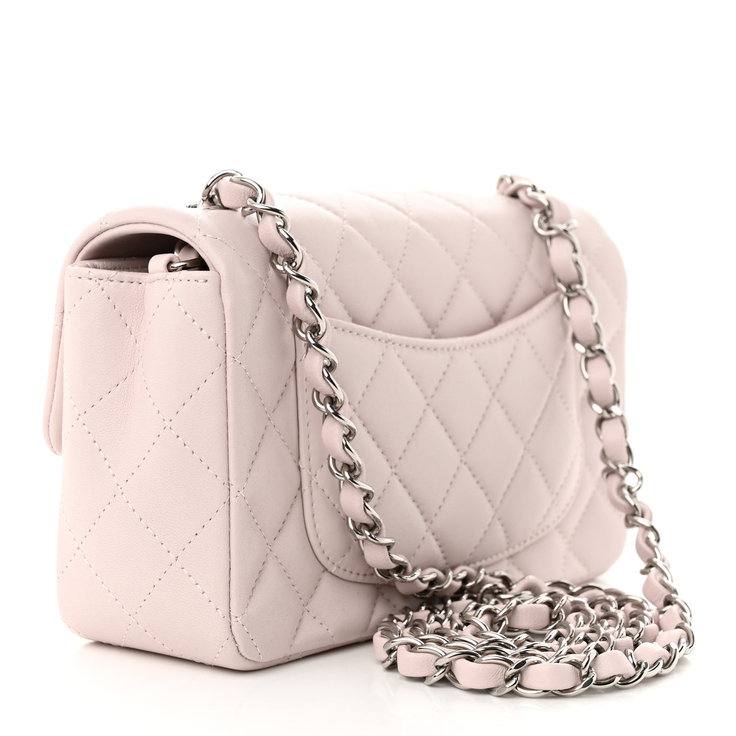 Lambskin Quilted Mini Rectangular Flap Light Purple