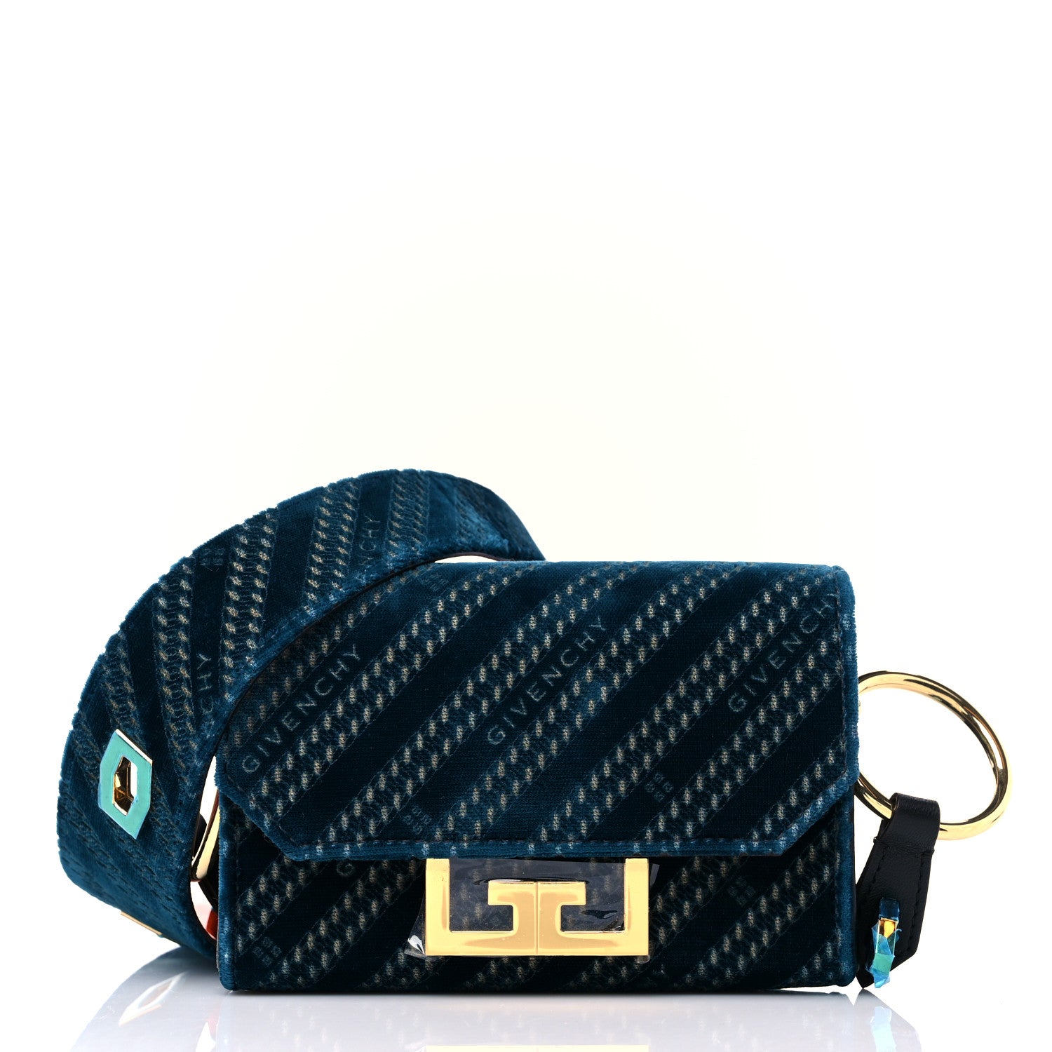 GIVENCHY ジバンシィ Eden Velvet Crossbody Bag エデン ヴェルヴェット クロスボディ バッグ ショルダー ブルー Givenchy Velvet Logo Nano Eden Shoulder Bag Blue 1191673