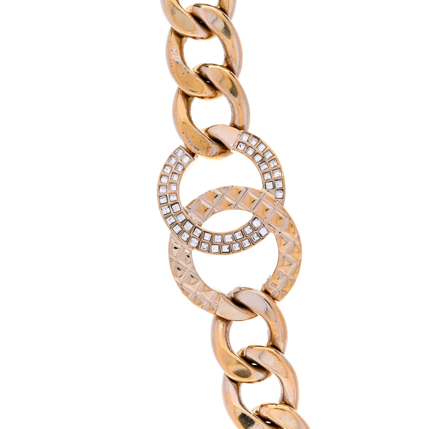 Chanel Baguette Crystal Quilted CC Chain Choker Necklace Gold 4 of 5