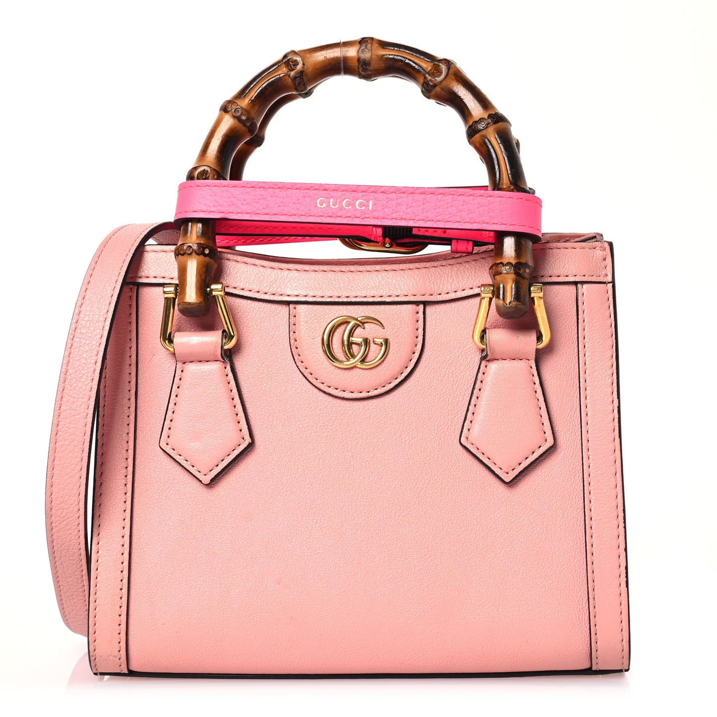Wonka Grain Calfskin Mini Diana Tote Bag Wild Rose Fuxia Fluo