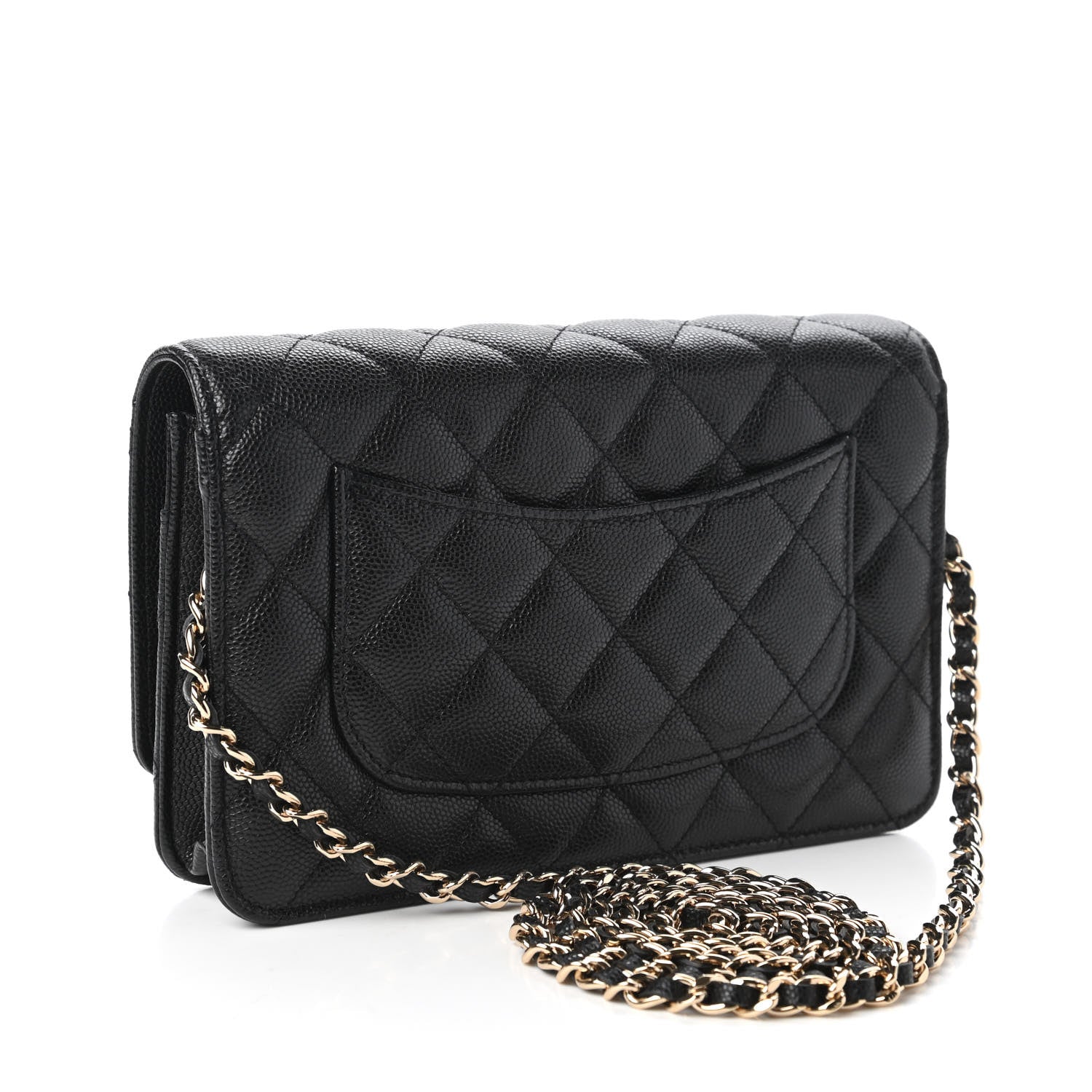 Chanel Caviar Quilted French New Wave Chain CC Wallet On Chain WOC Black 3 of 11