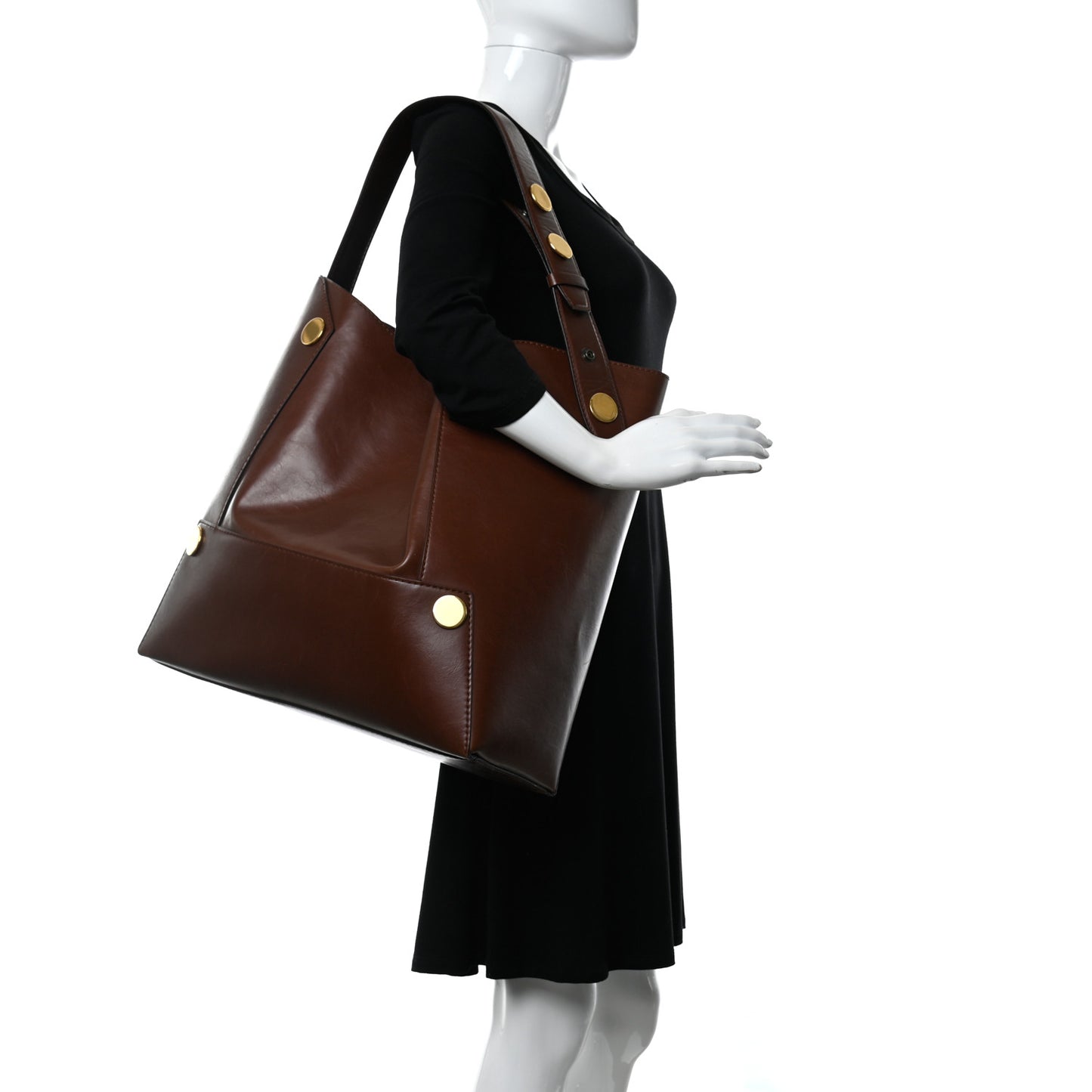 Eco Alter Nappa Studded Large Bucket Bag Cognac