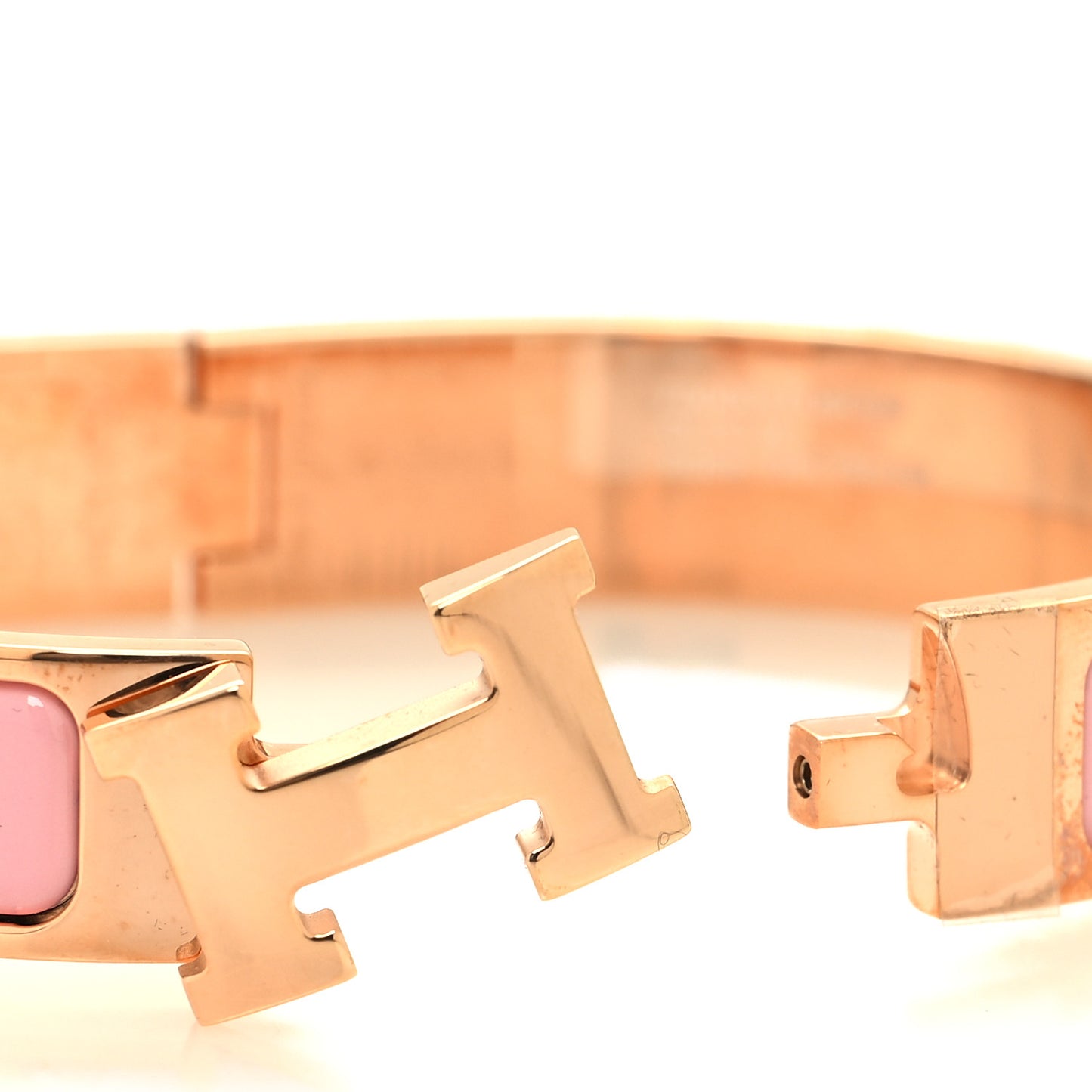 Enamel Narrow Clic Clac H Bracelet GM Rose Delirium