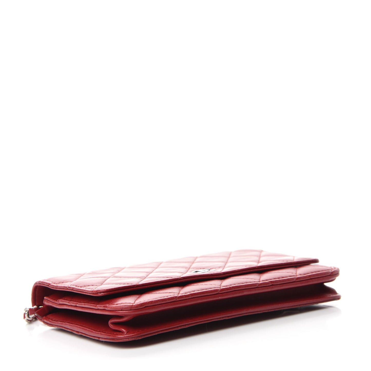 Lambskin Quilted Wallet on Chain WOC Red