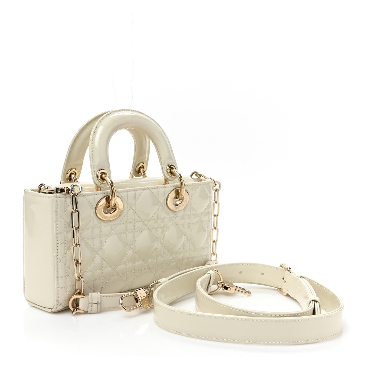Christian Dior Patent Cannage Small Lady D-Joy White 3 of 11