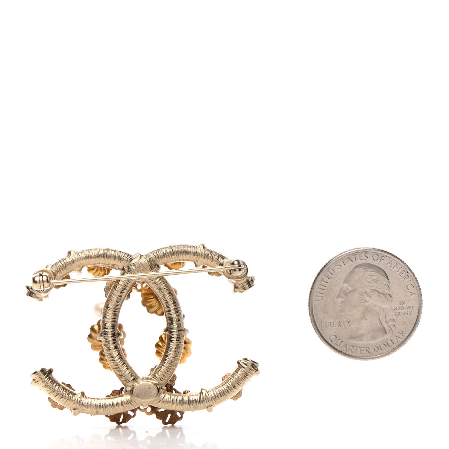 Chanel Pearl Camelia CC Brooch Gold 3 of 5