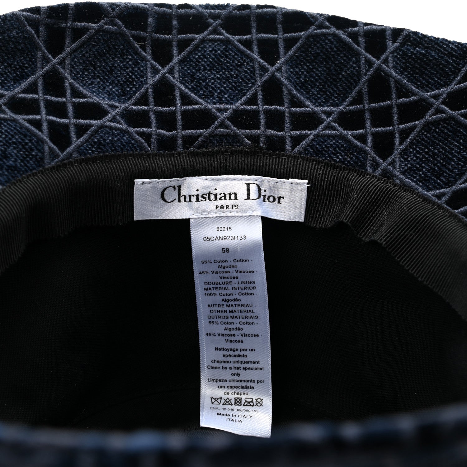 Christian Dior Velvet Cannage Bucket Hat 58 Blue 7 of 7