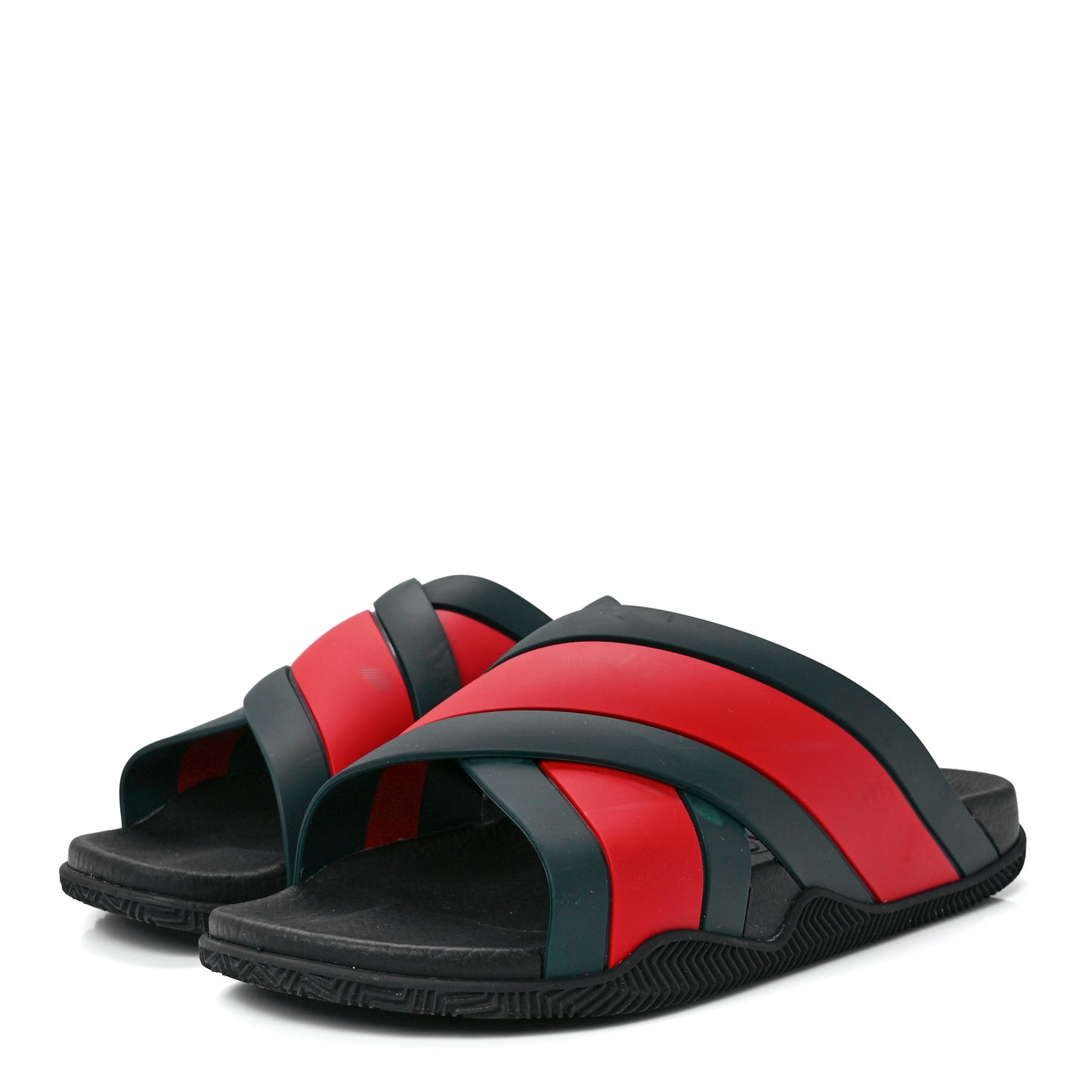 Rubber Web Mens Criss Cross Slide Sandals 9 Green Red