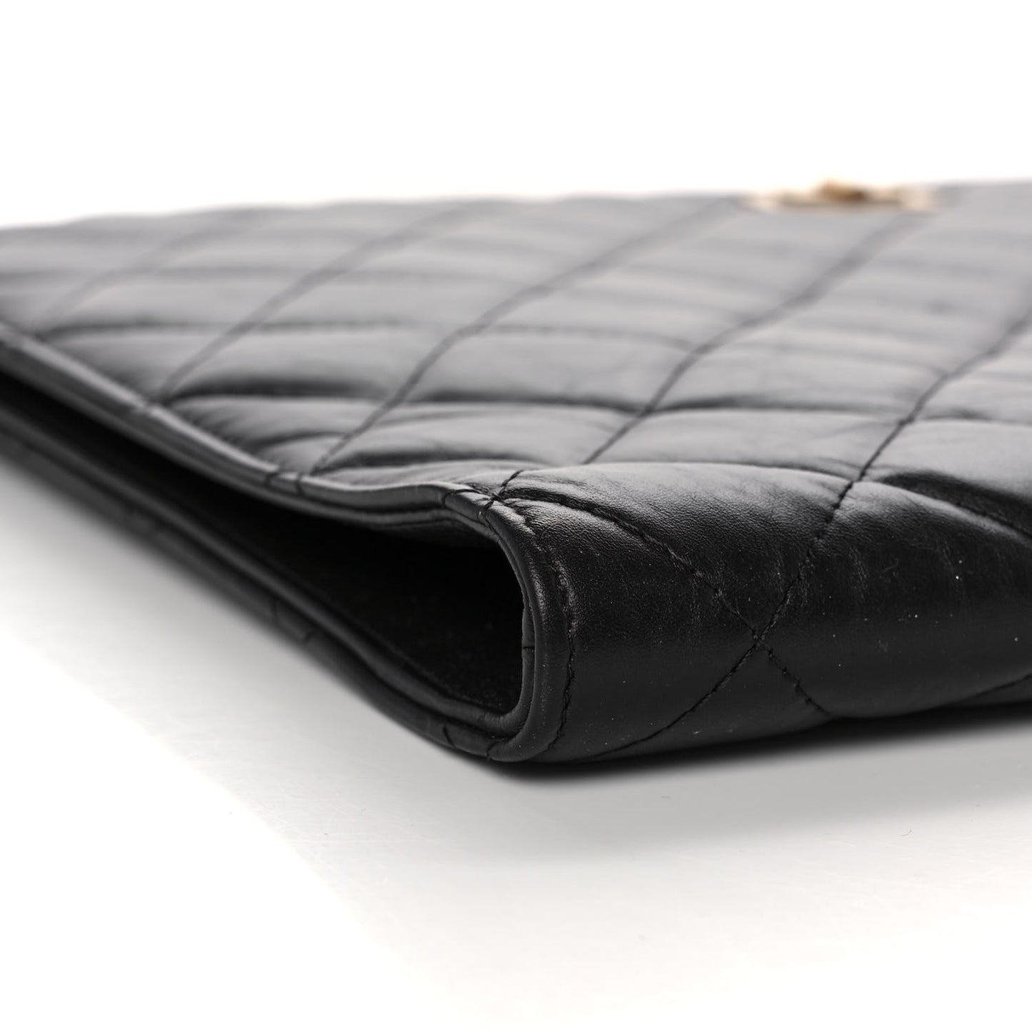 Aged Calfskin Quilted 2.55 Reissue Pouch With Handle Black