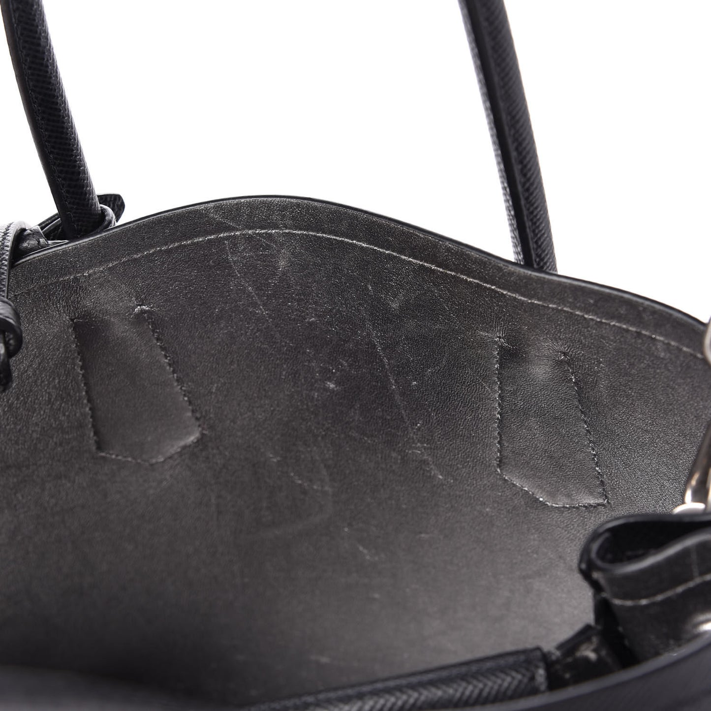 Saffiano Cuir Small Double Bag Black Chrome
