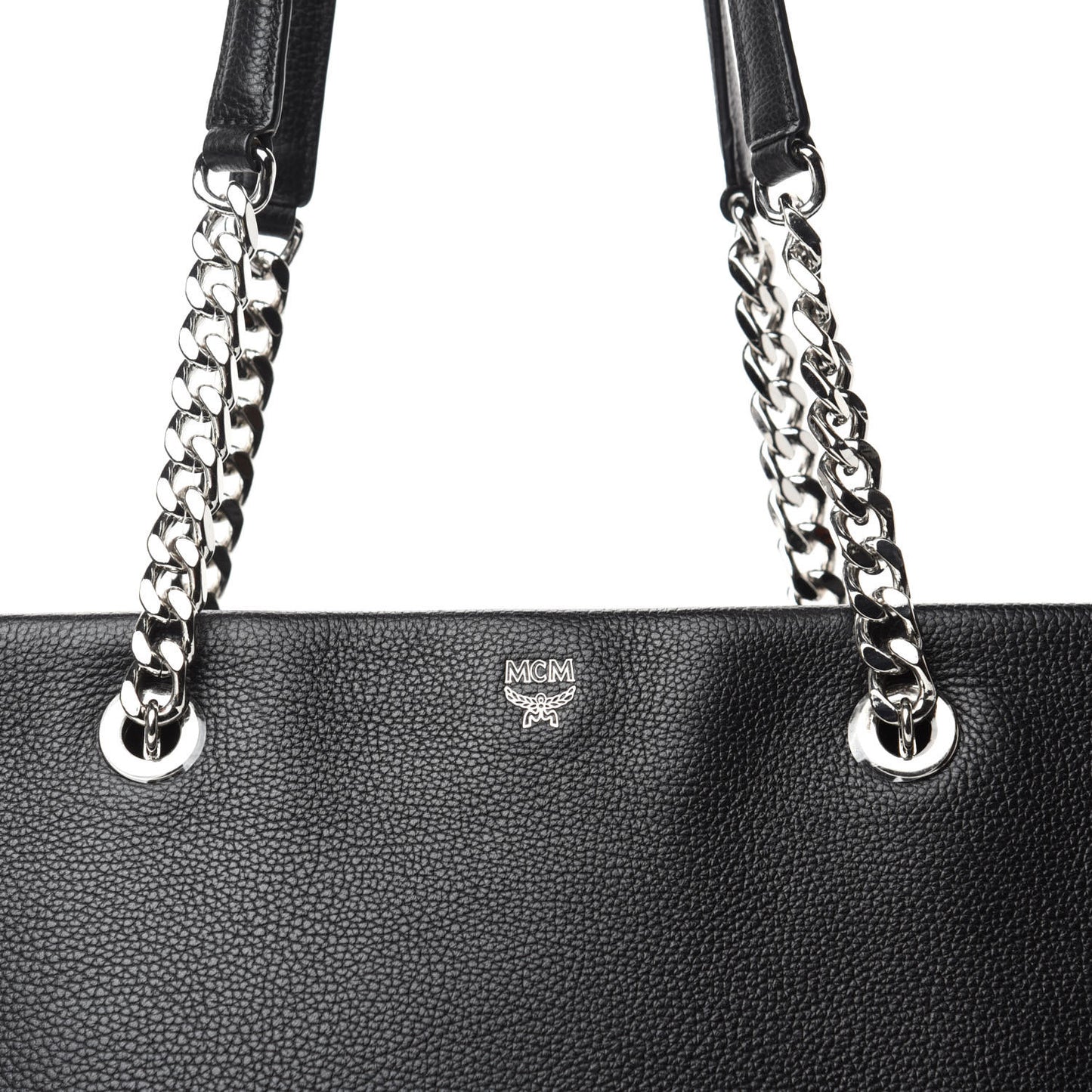 Grained Calfskin Large Catherine Studs Tote Black