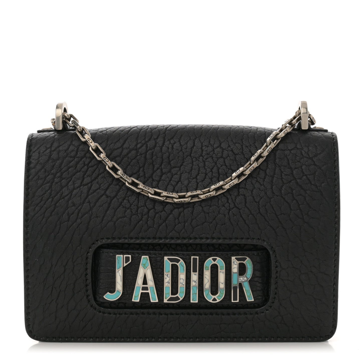 Canyon Grained Lambskin J'Adior Chain Flap Bag Black