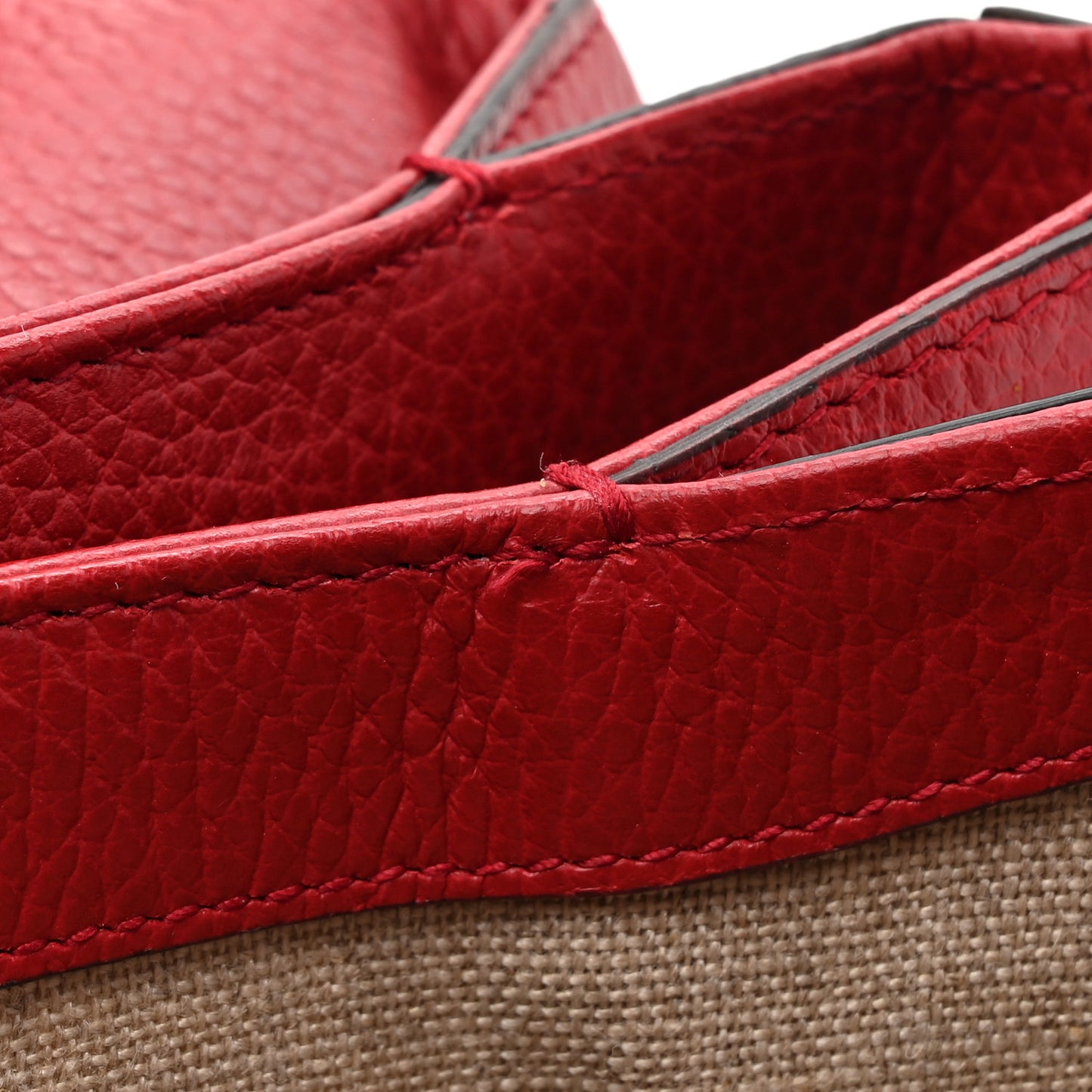 Dollar Calfskin Interlocking G Top Handle Shoulder Bag Red