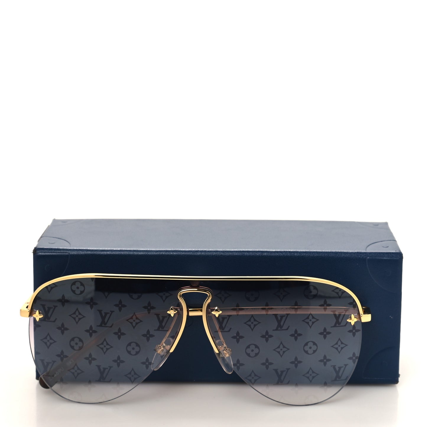 LOUIS VUITTON Grease Mask Sunglasses Z1470U Gold