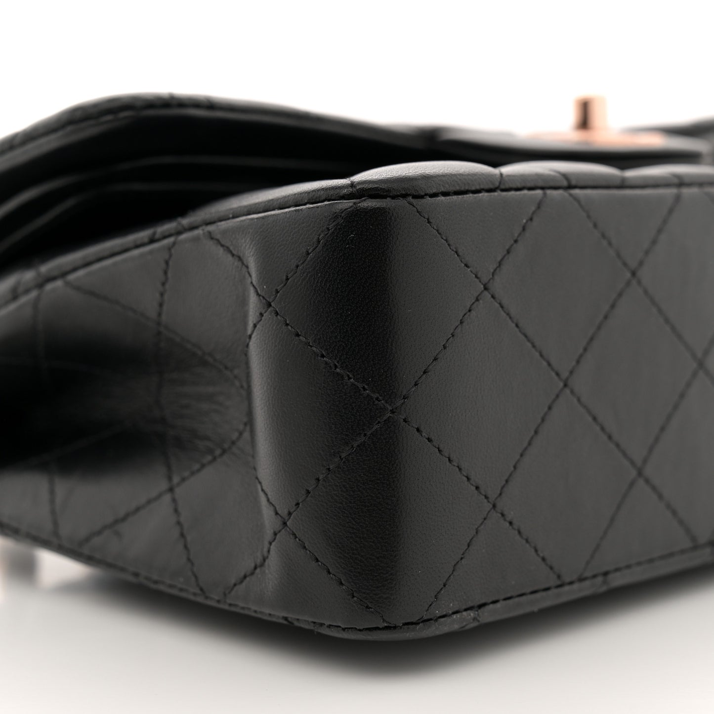 Lambskin Quilted Small Double Flap Black