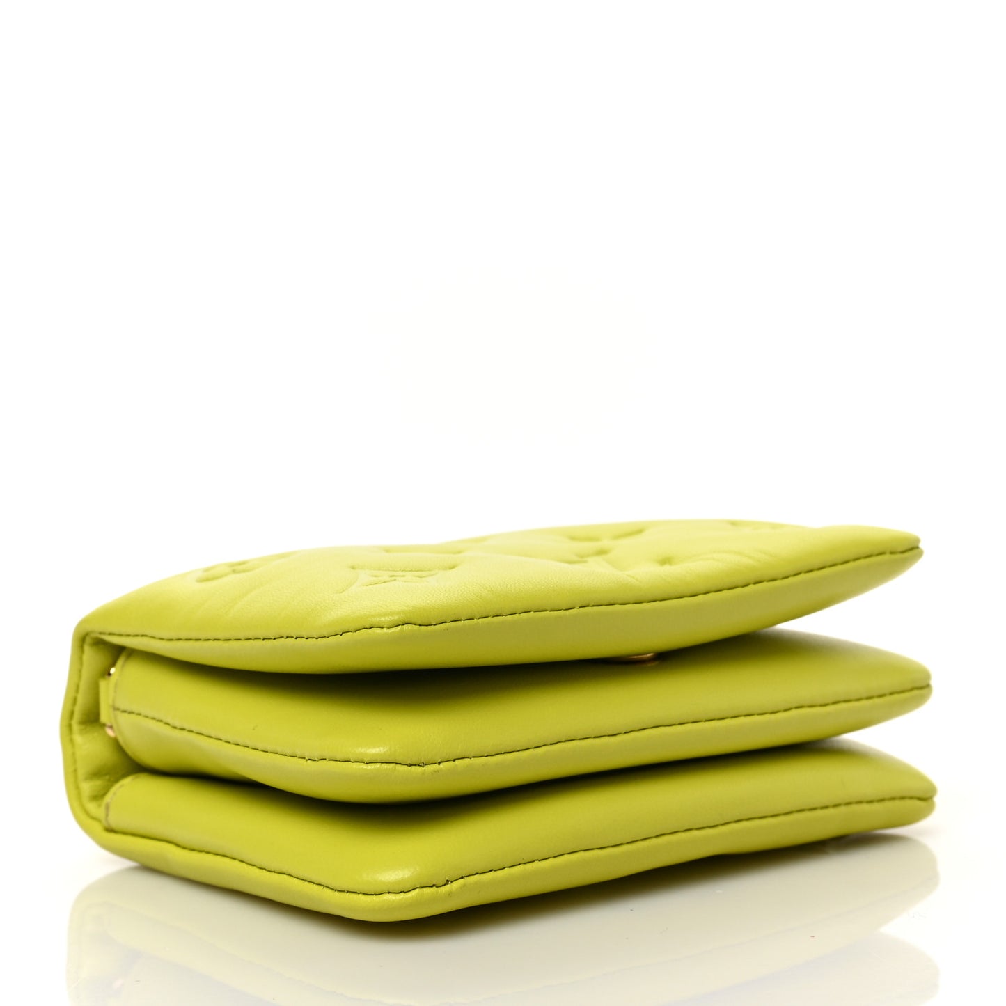 Lambskin Embossed Monogram Coussin Belt Vert Acide