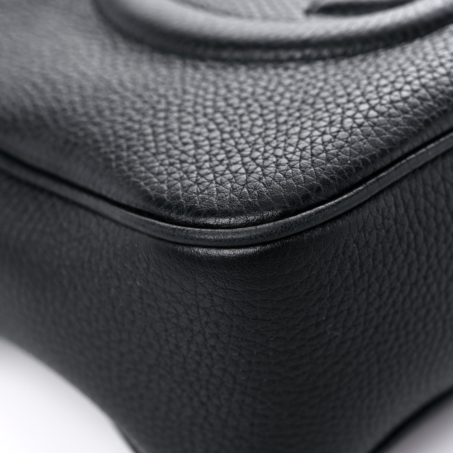 Pebbled Calfskin Small Soho Disco Bag Black