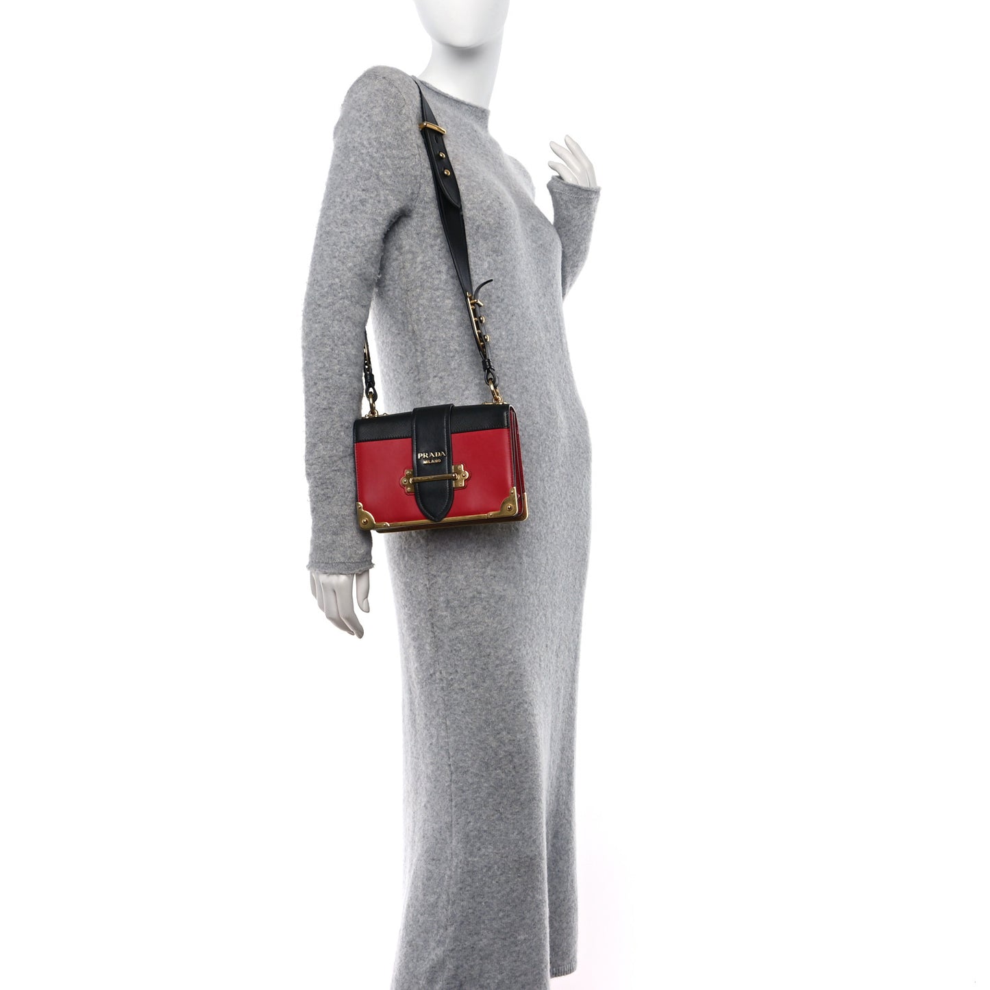 City Calfskin Saffiano Cahier Bag Fuoco Black