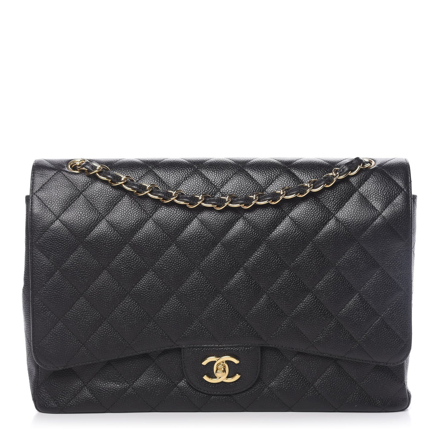Caviar Quilted Maxi Double Flap Black