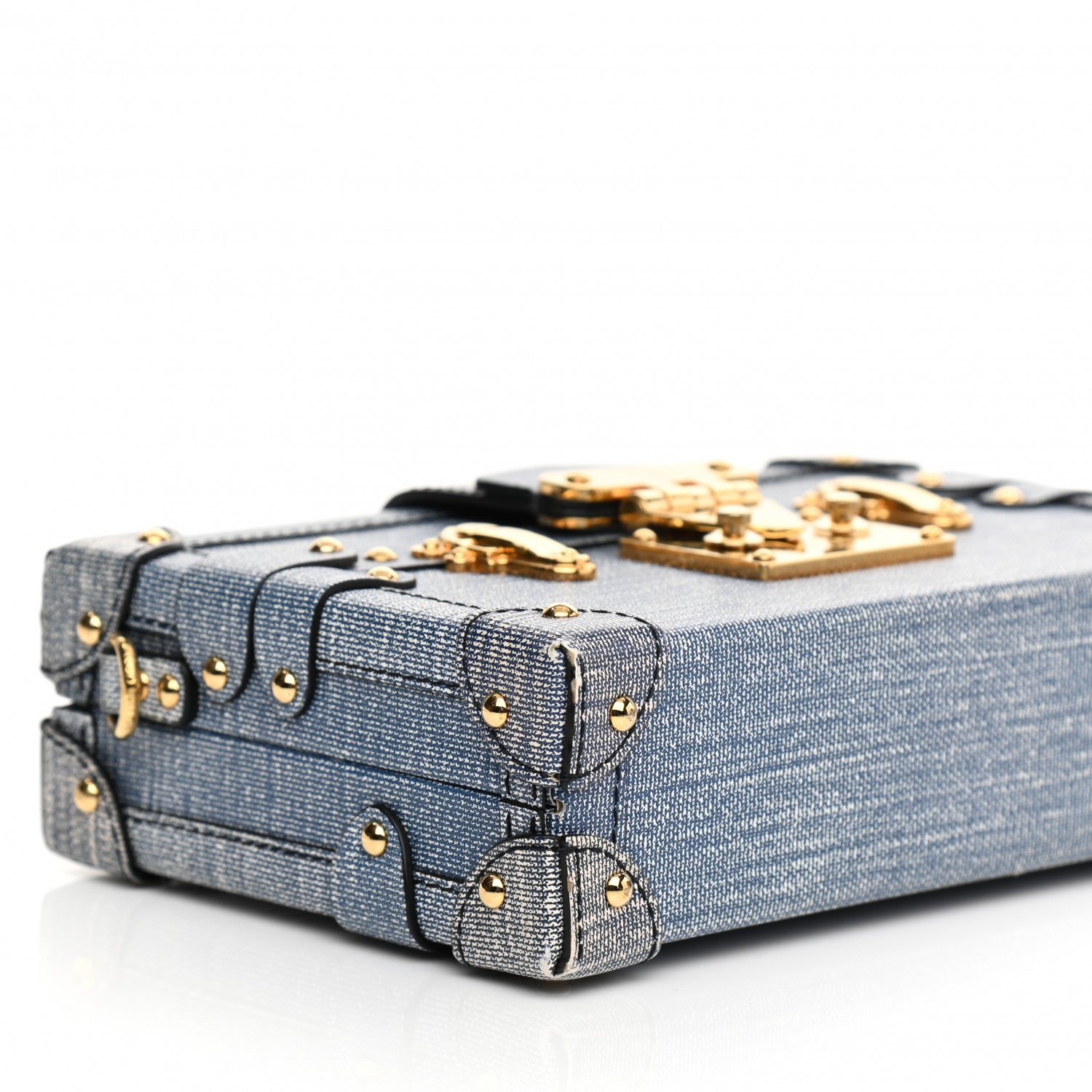 Louis Vuitton Coated Canvas Denim Petite Malle Blue 9 of 12