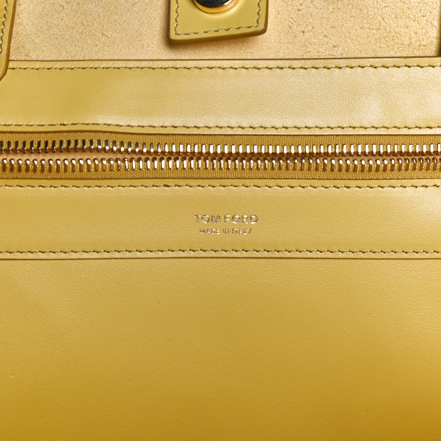 Calfskin Perforated Small East West Graphic T Tote Citron