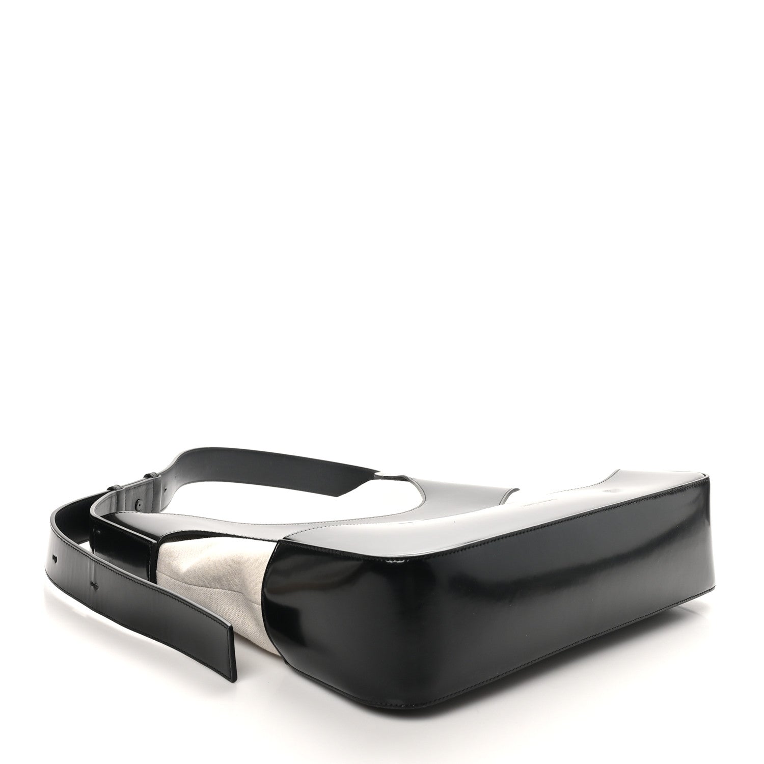 Salvatore Ferragamo Calfskin Cut Out Large Shoulder Bag Black Natural 4 of 11