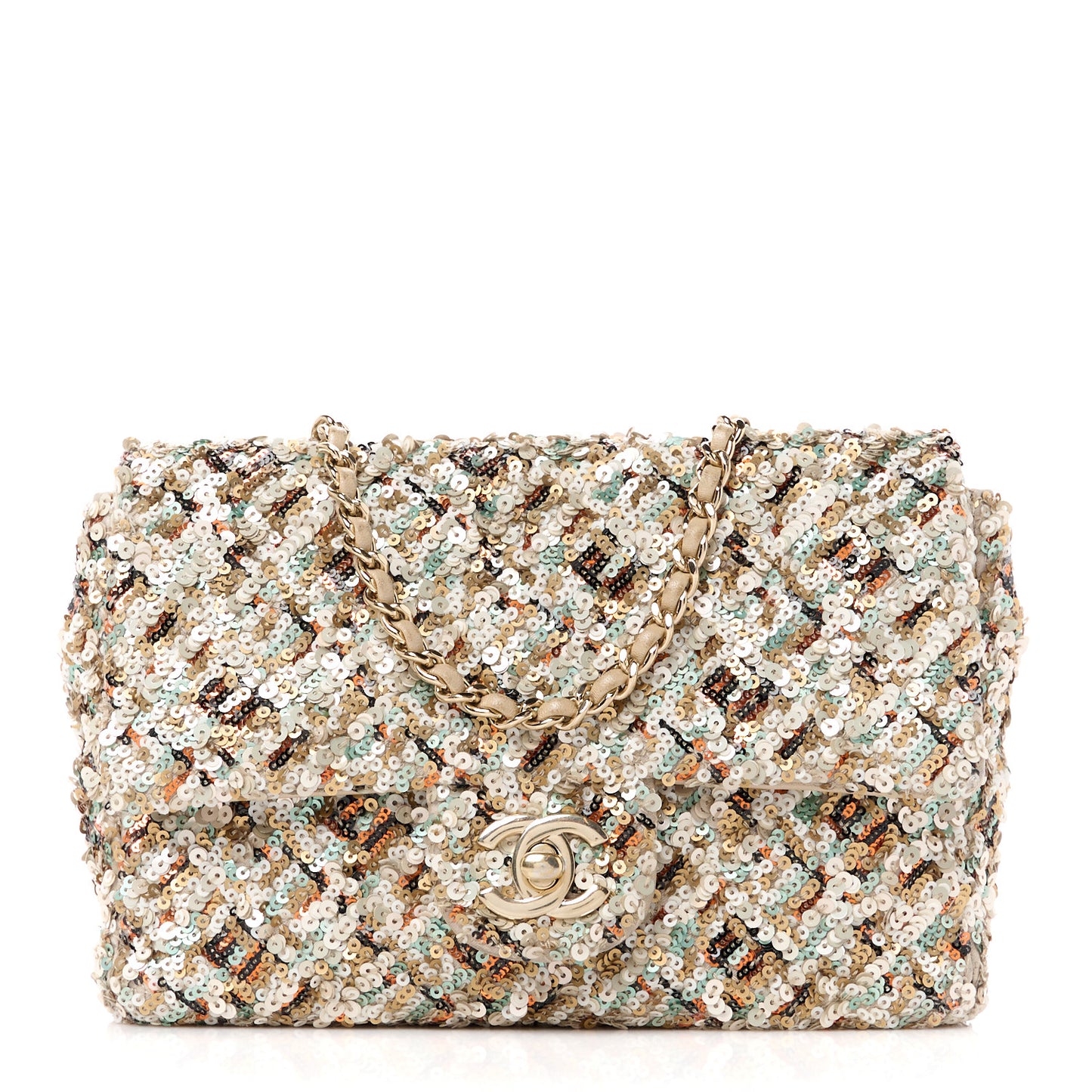 Sequin Small Single Flap Gold Multicolor