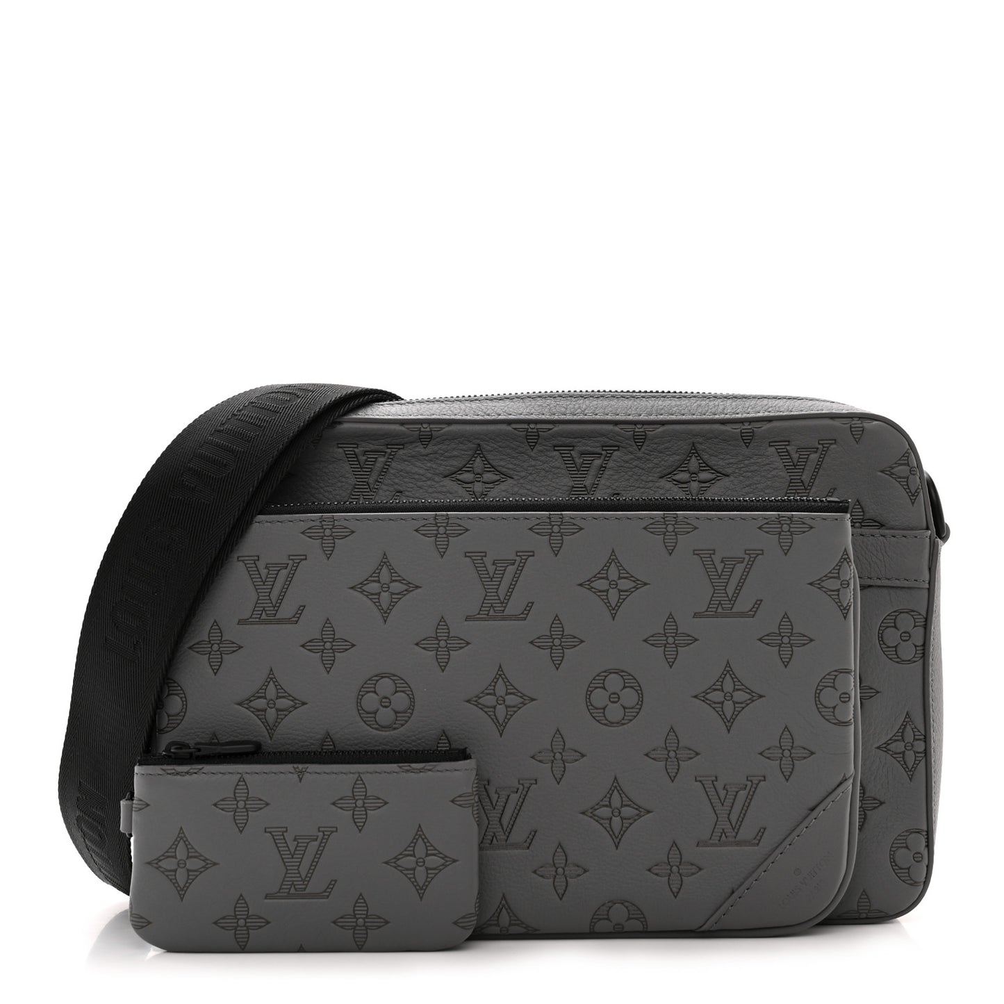 Calfskin Monogram Shadow Trio Messenger Anthracite Gray