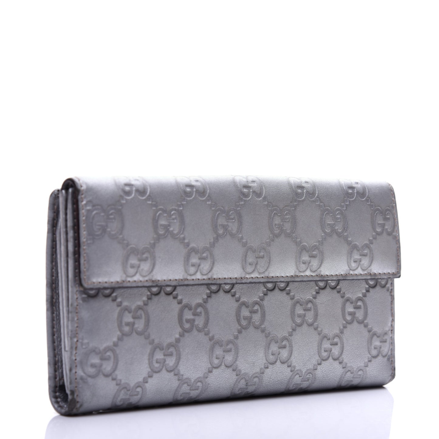 Guccissima Heart Continental Wallet Silver