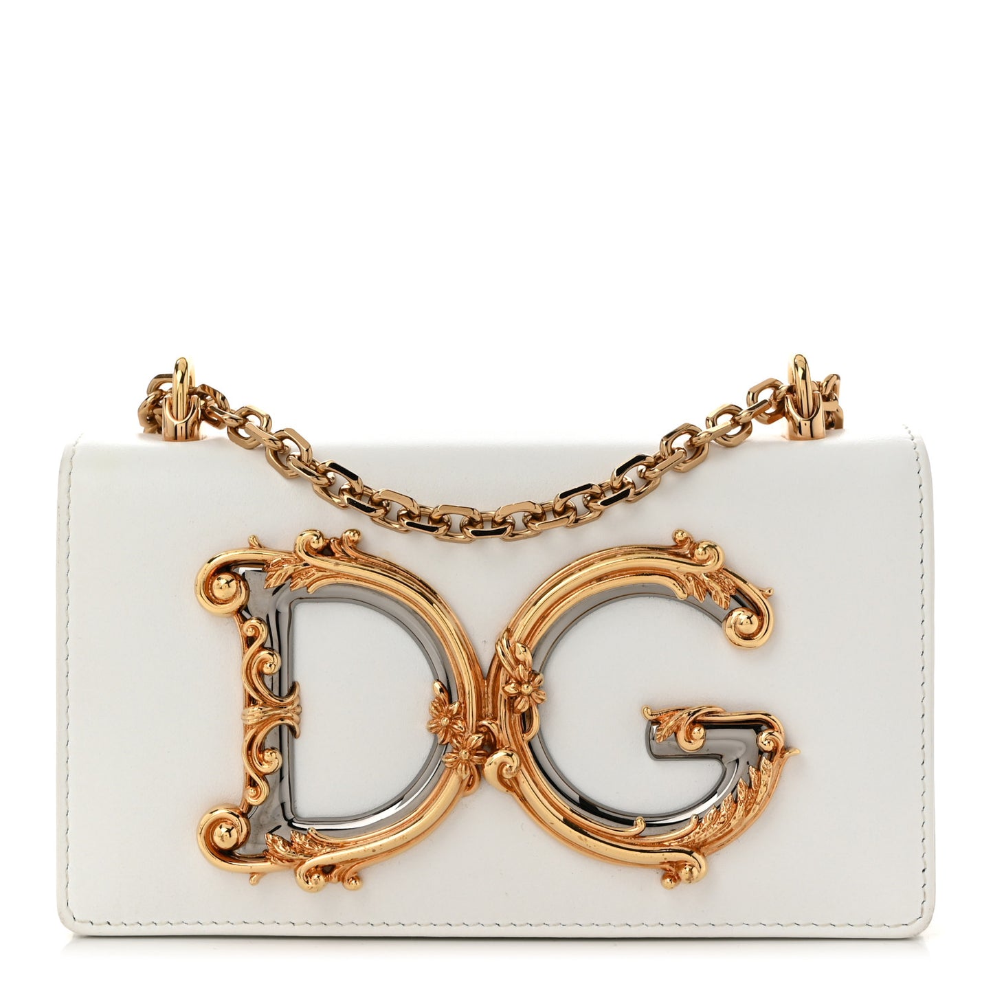 Nappa DG Girls Phone Shoulder Bag White