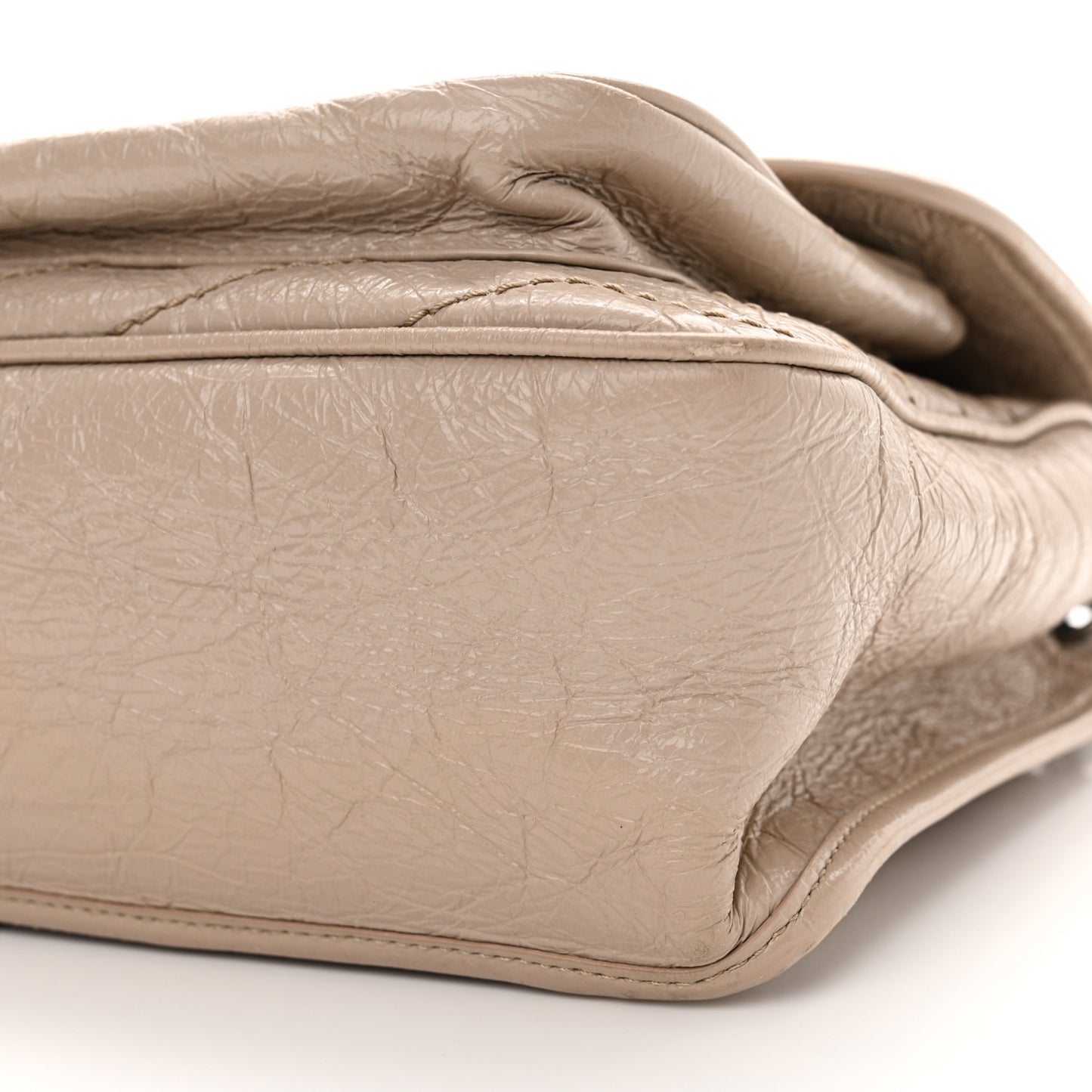 Crinkled Calfskin Matelasse Monogram Medium Niki Chain Satchel Light Taupe