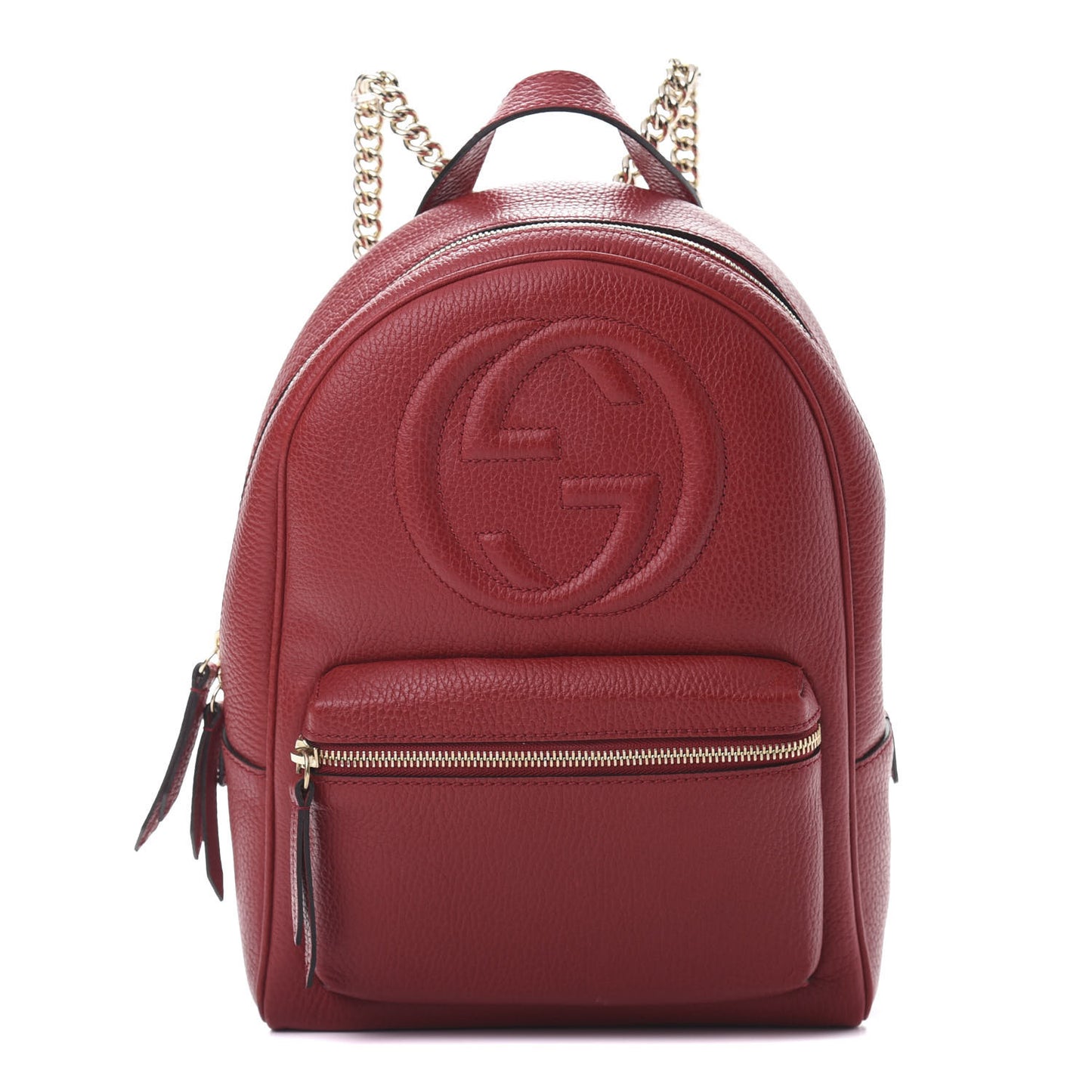 Pebbled Calfskin Soho Chain Backpack Hibiscus Red
