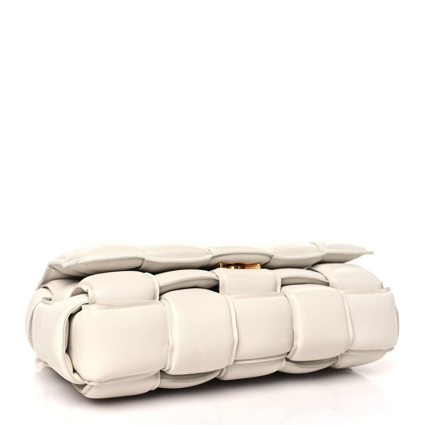 Lambskin Maxi Intreccio Padded Chain Cassette Crossbody Bag White