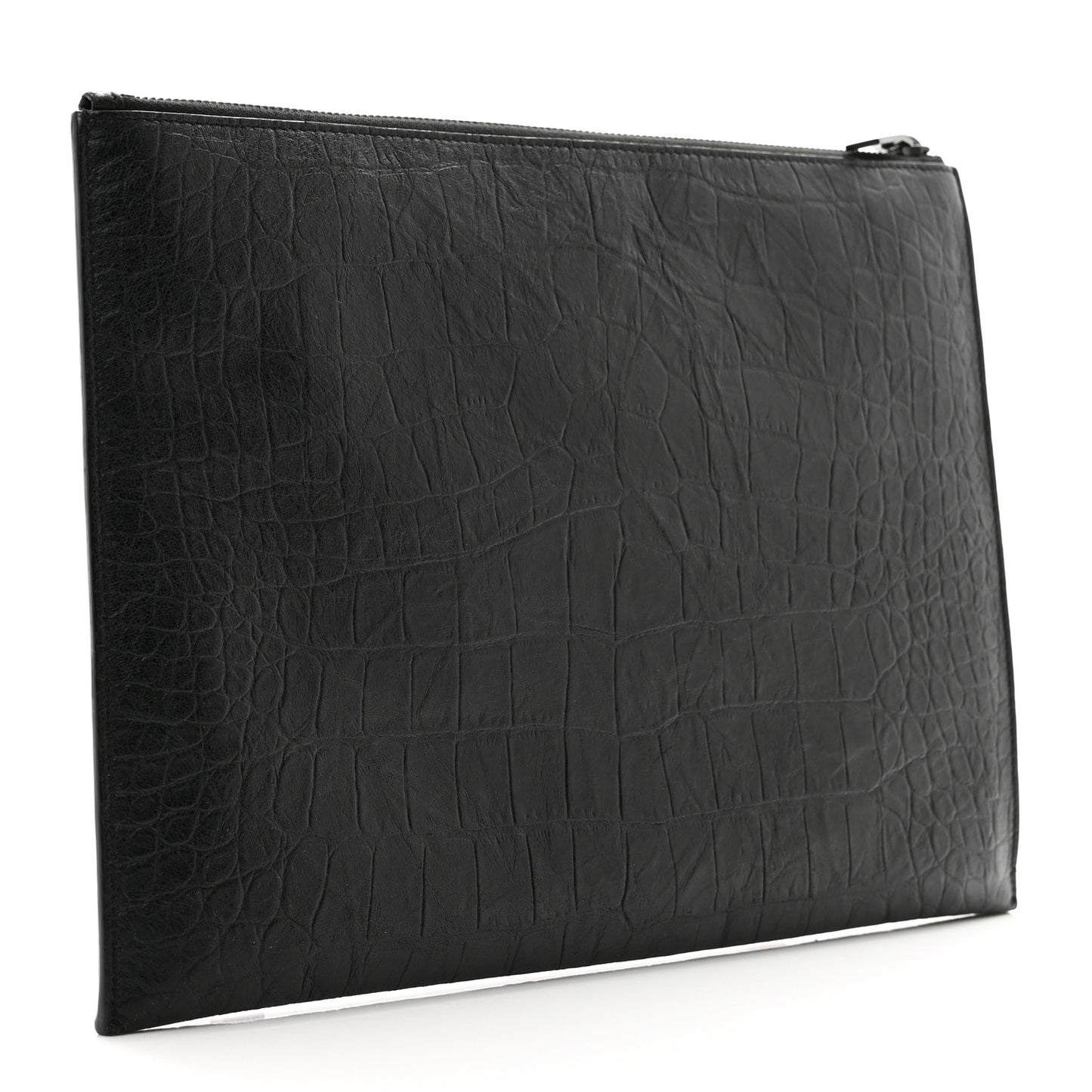 Calfskin Crocodile Embossed Monogram iPad Case Black