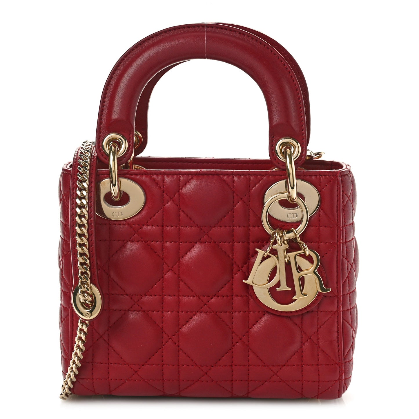 Lambskin Cannage Mini Lady Dior Red