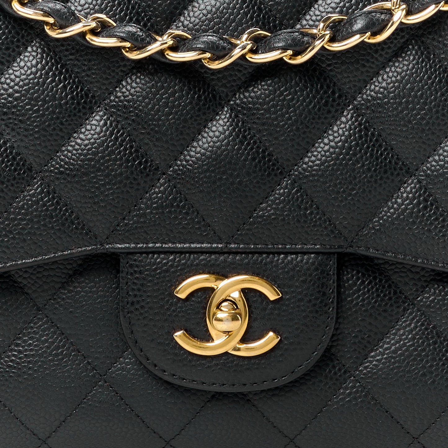 Caviar Quilted Jumbo Double Flap Black