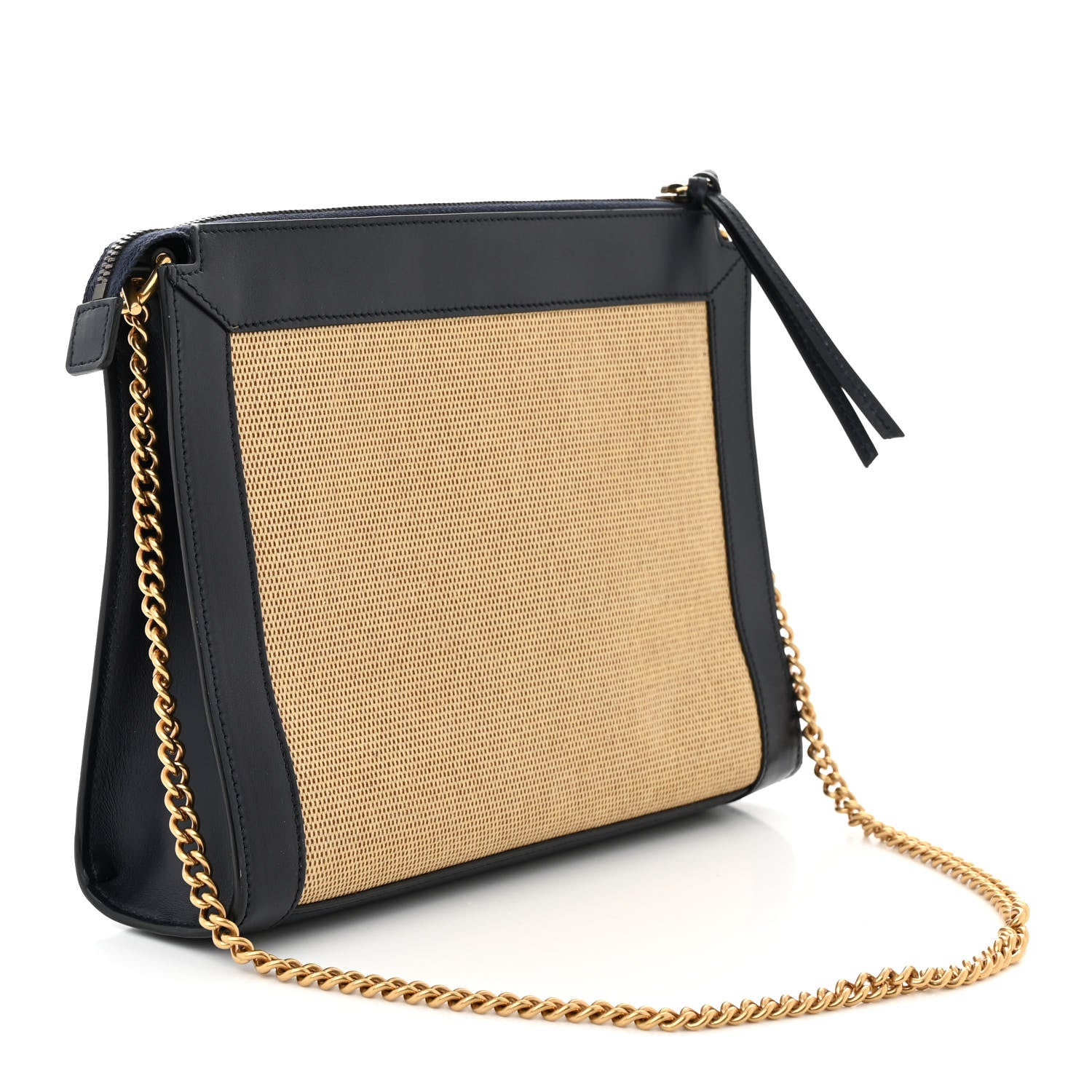 Gucci Straw Lux New Sakai Calfskin Lux Dahlia Chain Shoulder Bag Natural Blue 3 of 10