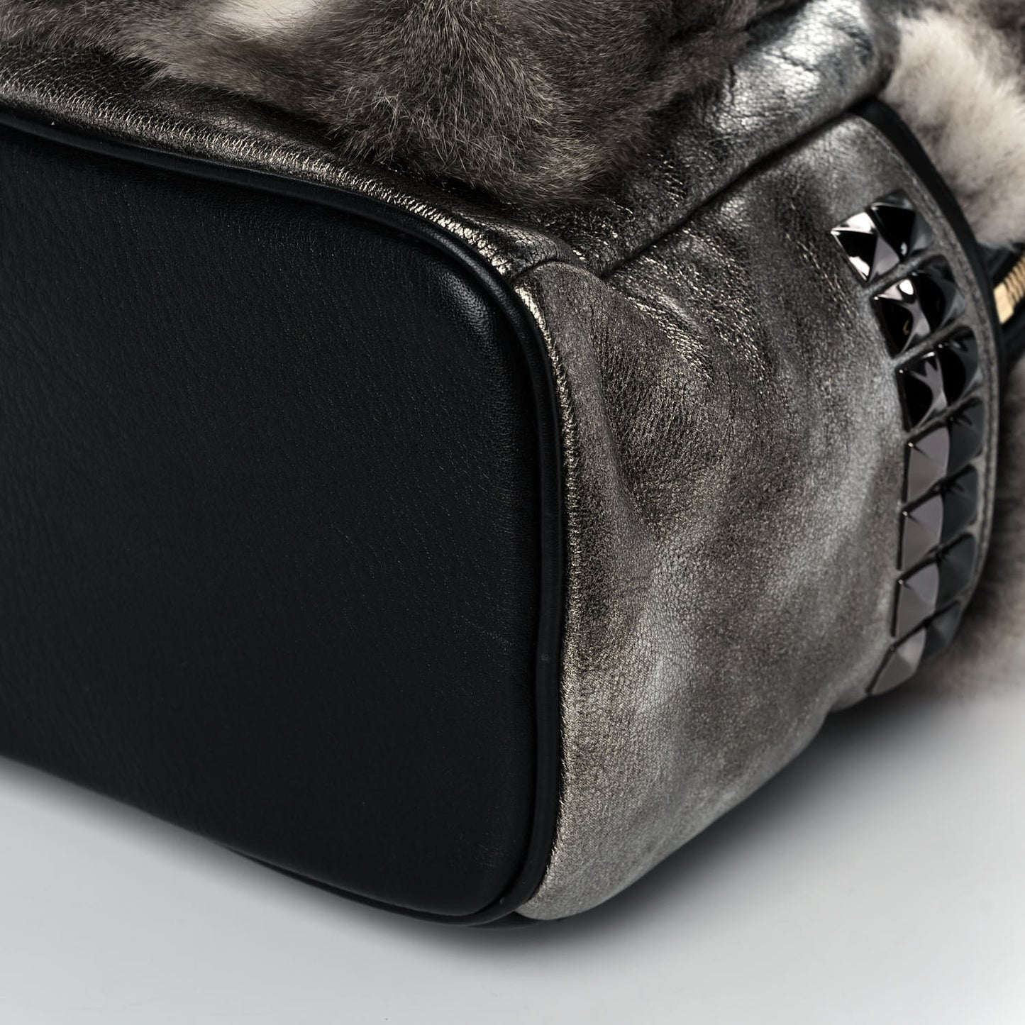 Calfskin Mink Fur Mini Backpack Grey