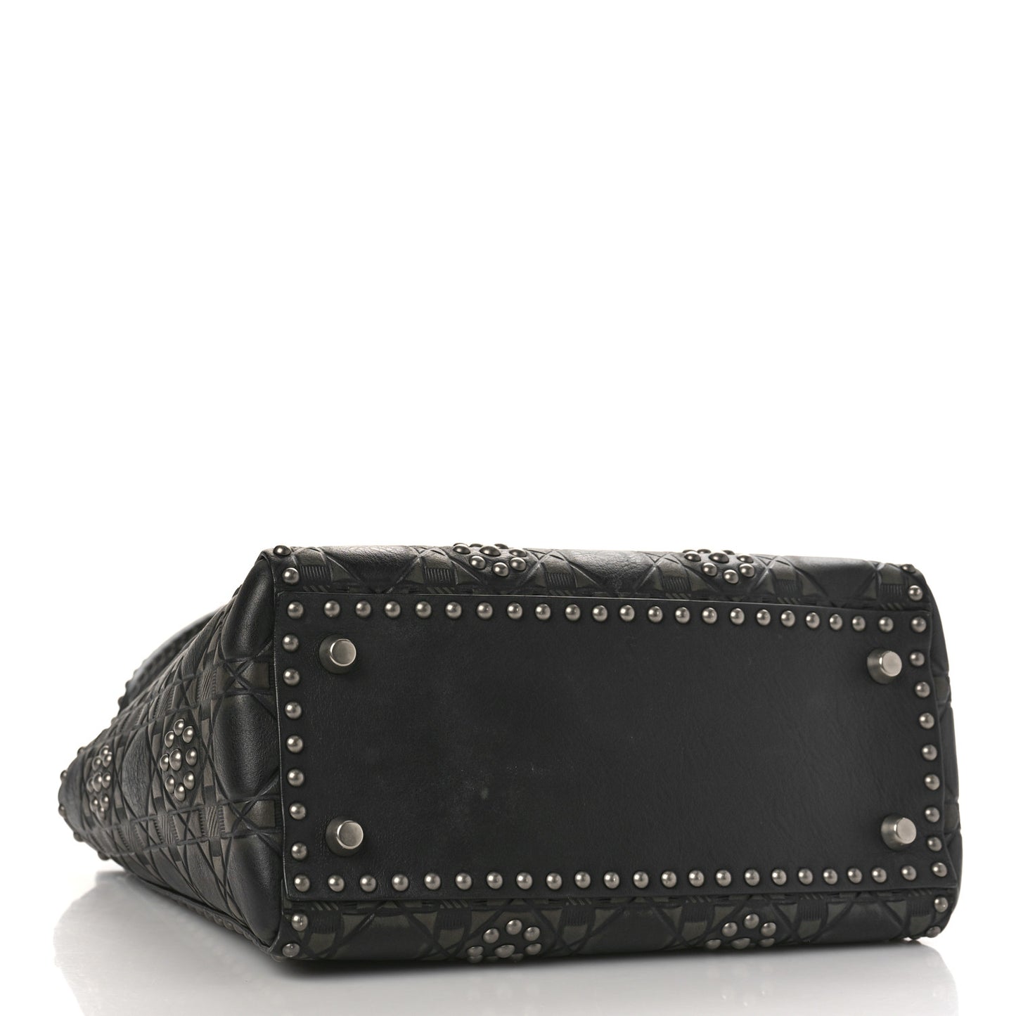 Calfskin Studded Flower Medium Lady Dior Black