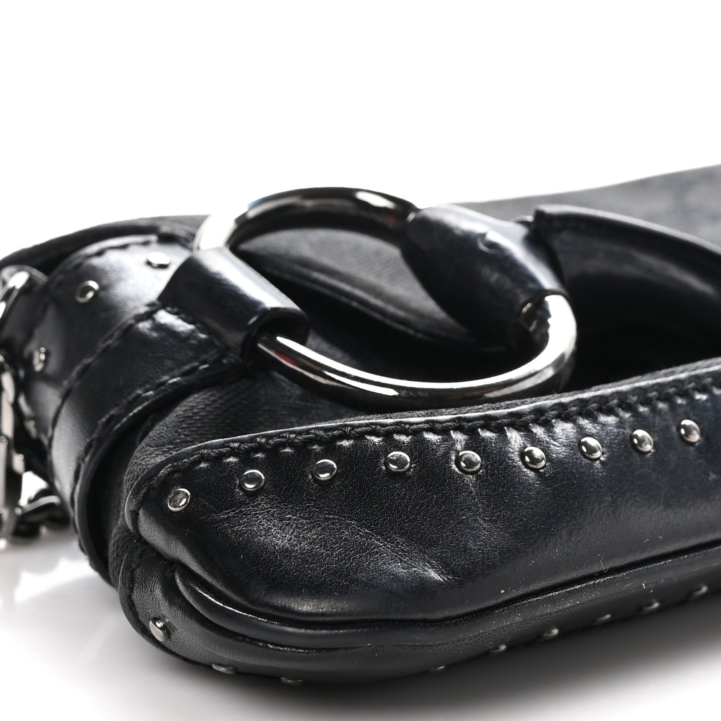 Monogram Studded Horsebit Clutch Black