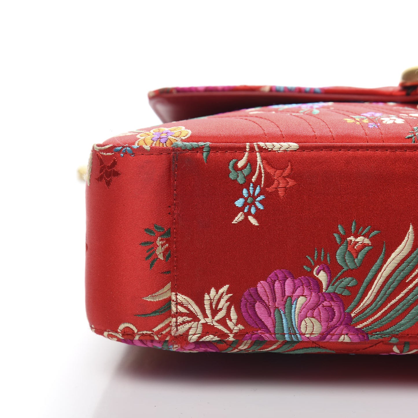 Jacquard Matelasse Floral Medium GG Marmont Shoulder Bag Red