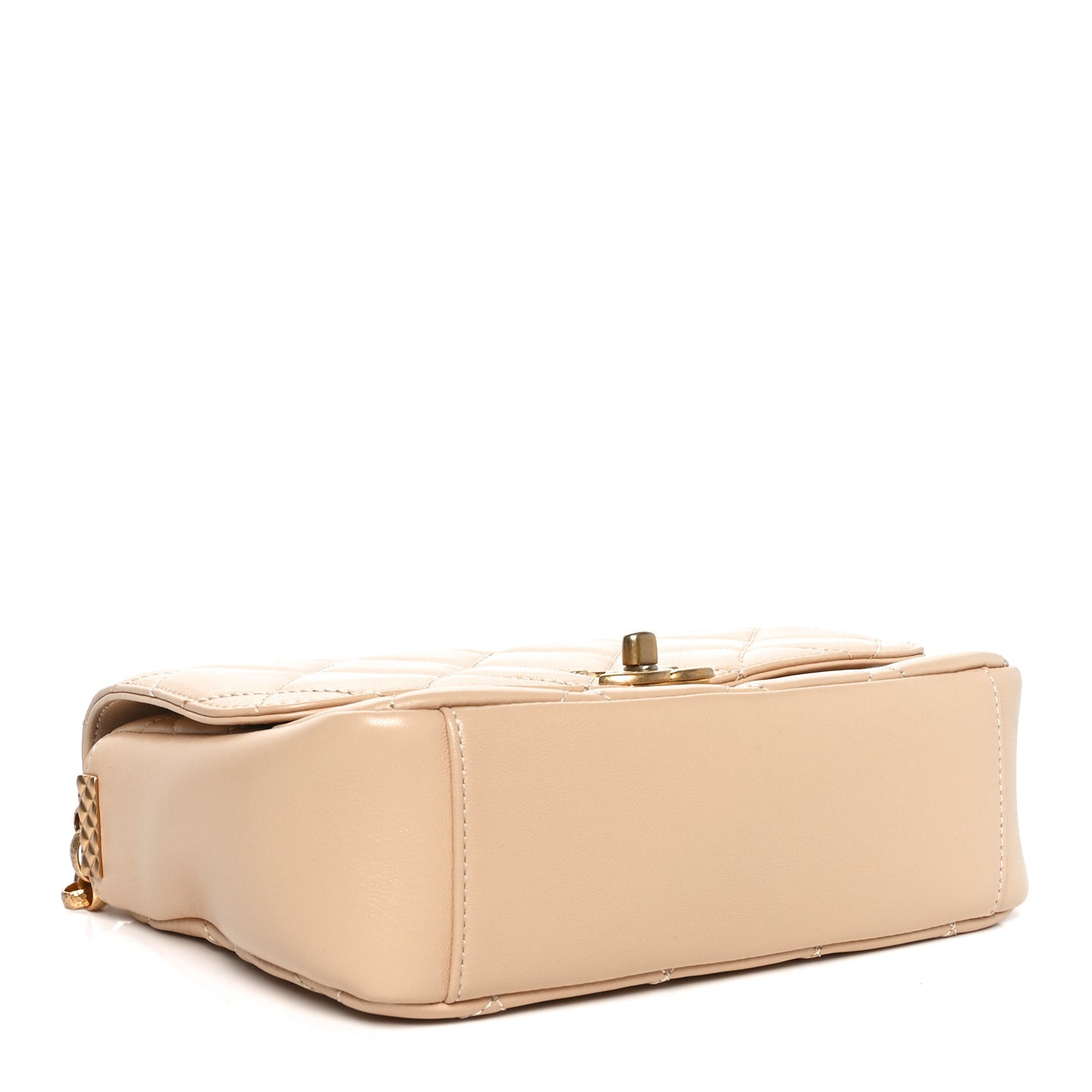 Lambskin Quilted CC Coin Flap Bag Beige
