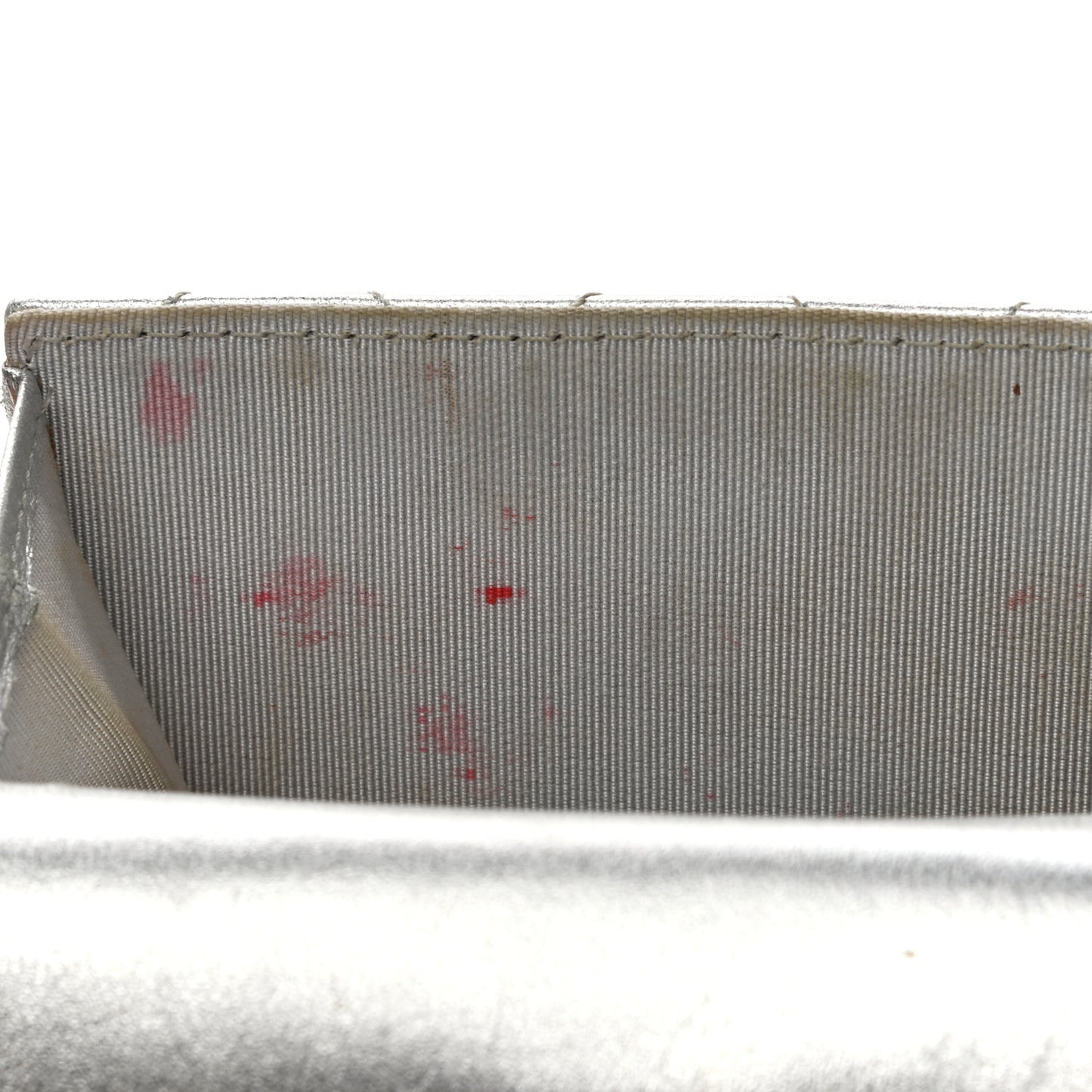 Metallic Lambskin Quilted Compact French Flap Wallet Silver