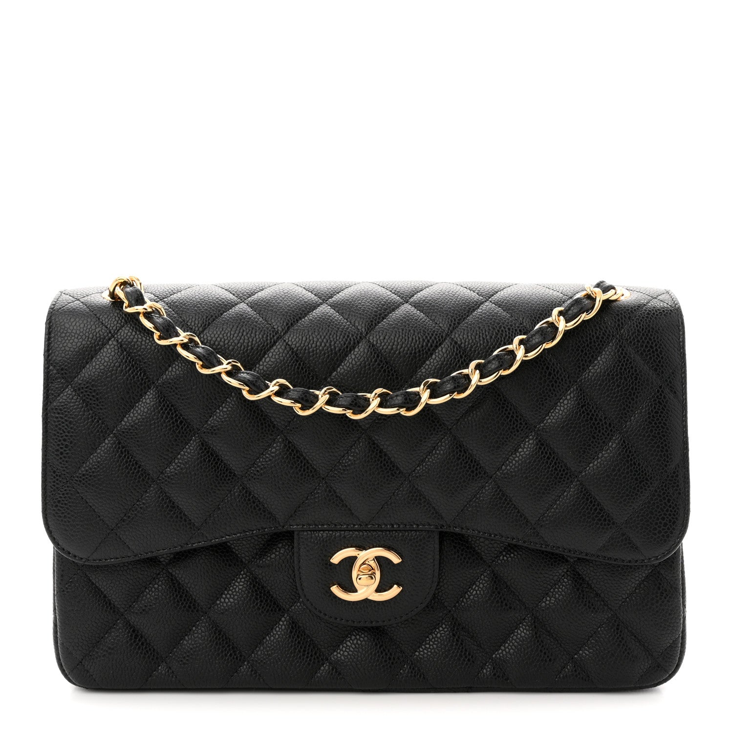 Chanel Caviar Quilted Jumbo Double Flap Black 1838819 – FASHIONPHILE