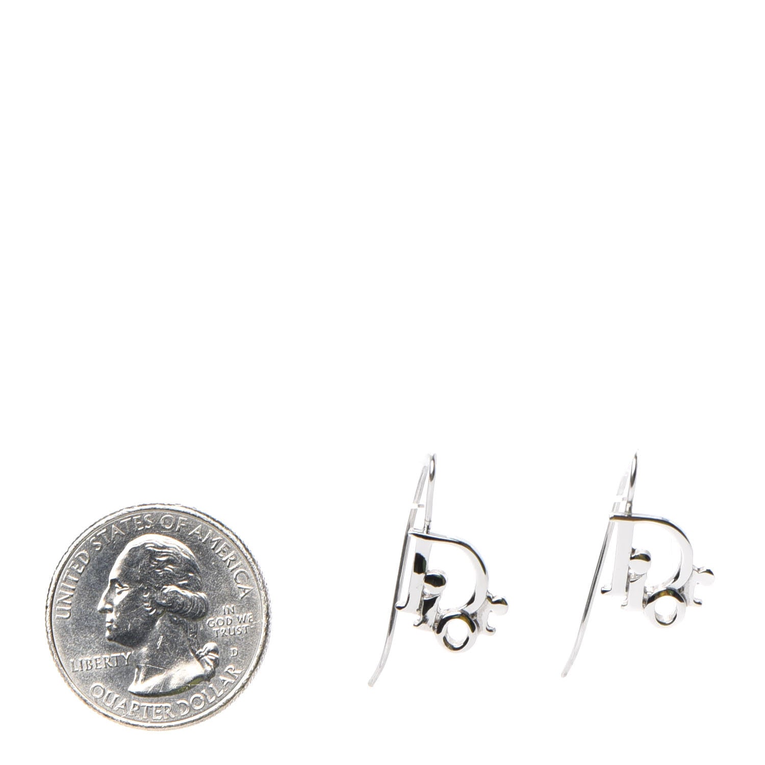 Christian Dior Logo Earrings Silver 2 of 3