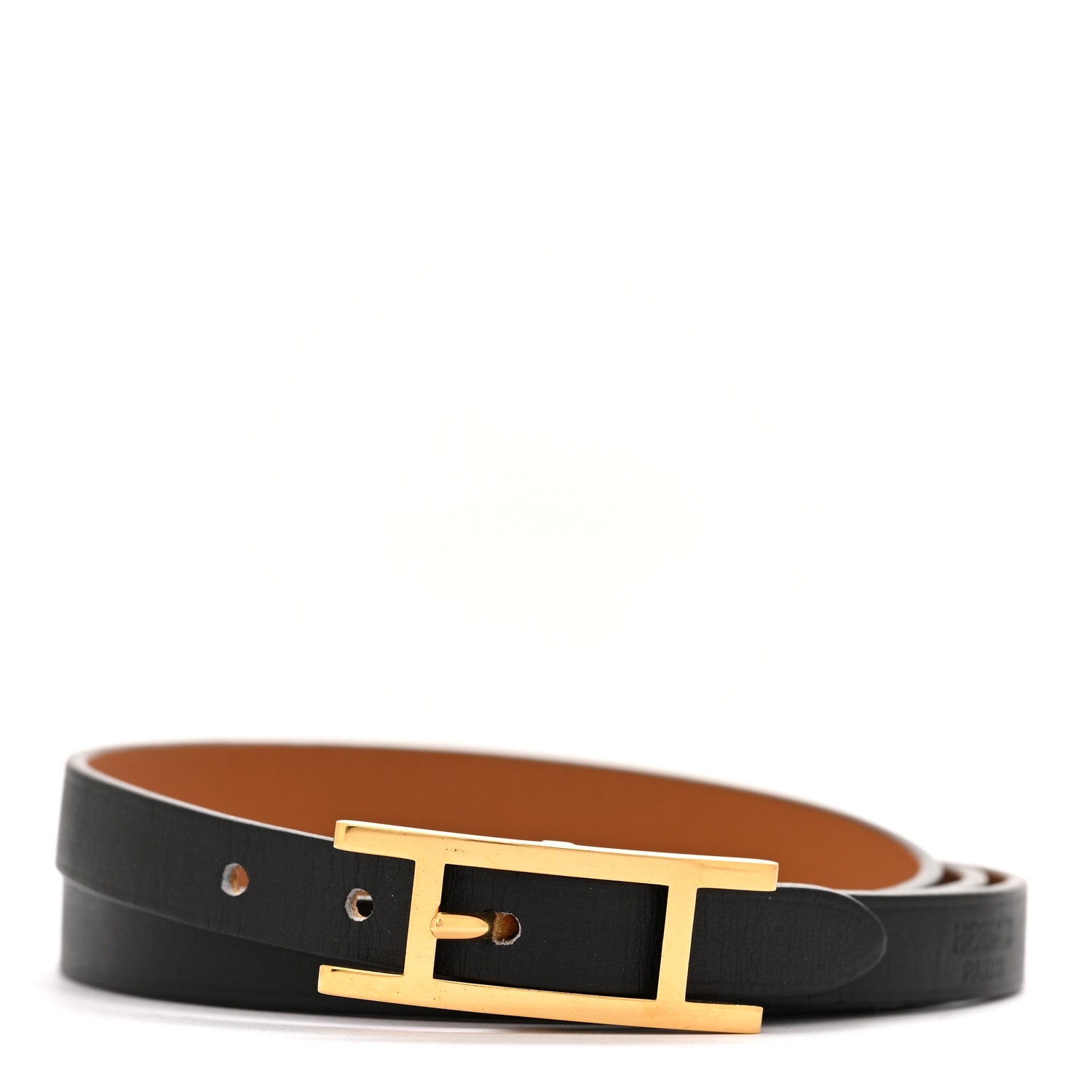 Hermes Chamonix Hapi 3MM Triple Tour Wrap Bracelet S Black Fauve