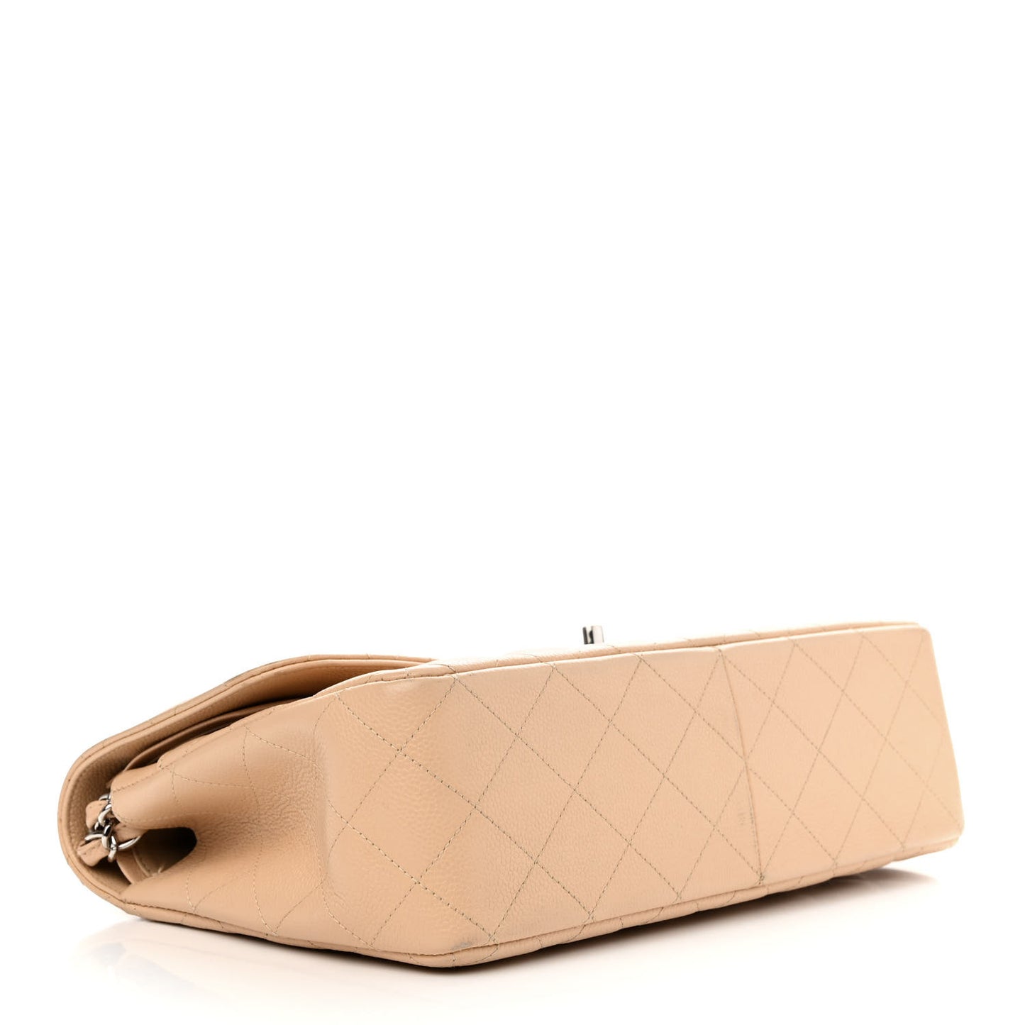 Caviar Quilted Jumbo Double Flap Beige